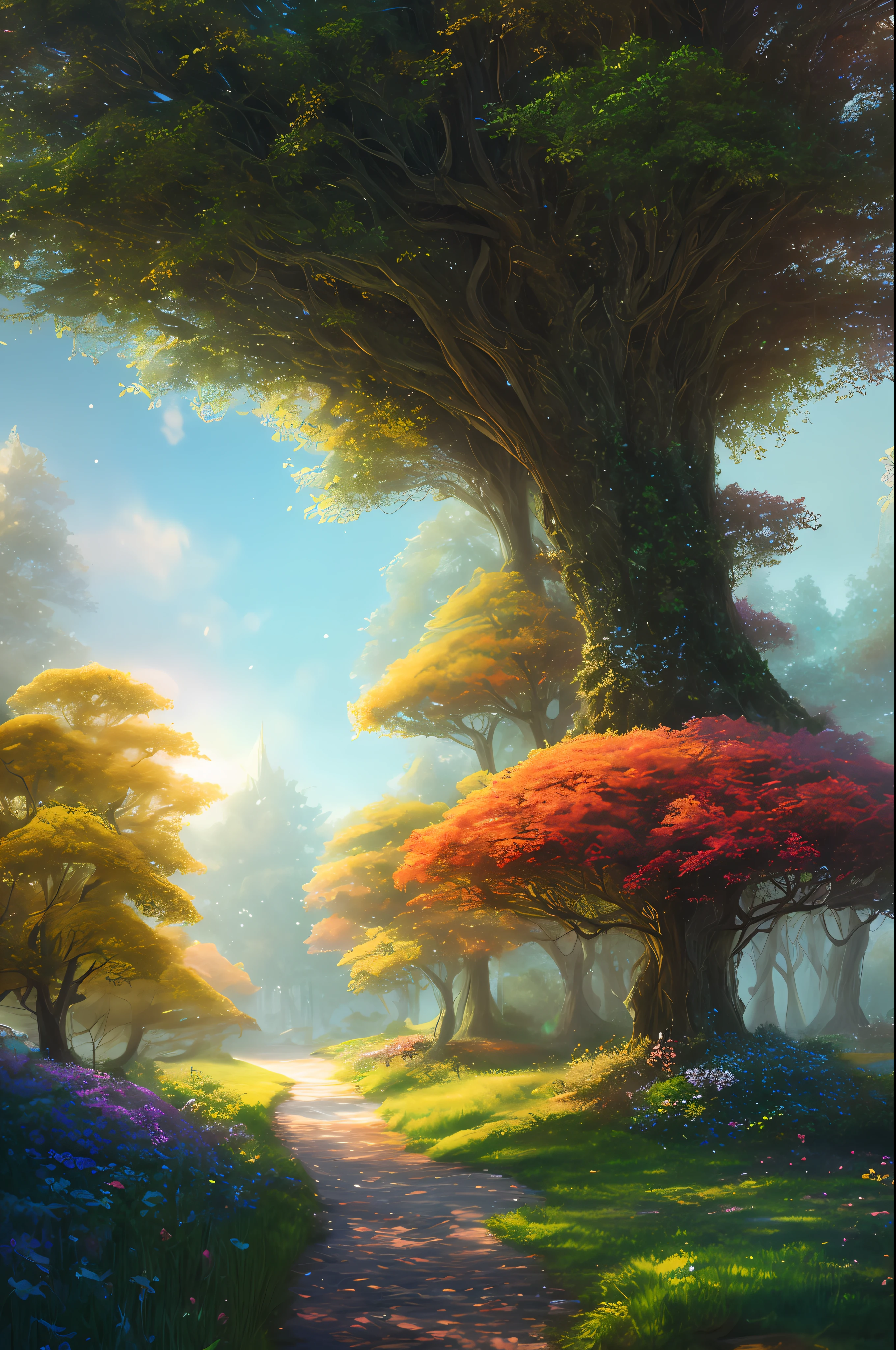 masterpiece, best quality, high quality,extremely detailed CG unity 8k wallpaper, An enchanting and dreamy scene of a fantasy forest, with towering trees, glowing mushrooms, and hidden fairy glens, creating a sense of mystique and enchantment, artstation, digital illustration, intricate, trending, pastel colors, oil paiting, award winning photography, Bokeh, Depth of Field, HDR, bloom, Chromatic Aberration ,Photorealistic,extremely detailed, trending on artstation, trending on CGsociety, Intricate, High Detail, dramatic, art by midjourney