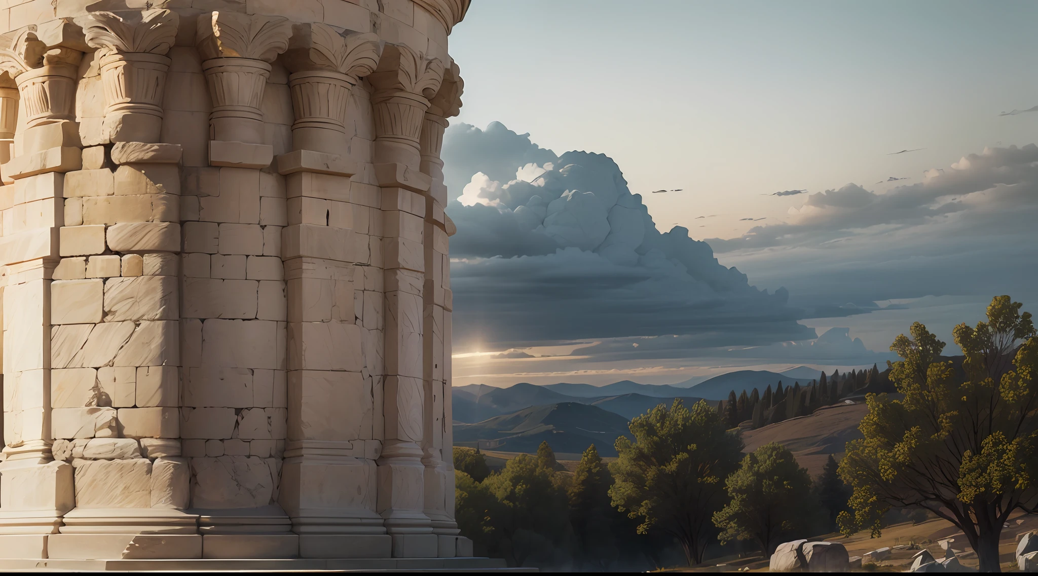 A realistic photo of a stone column at Bethel, with a halo of light around it, representing the sacred site where Jacob took his vow and had his encounter with God, with clothing, features and scenes of biblical times, with detailed face --auto --s2