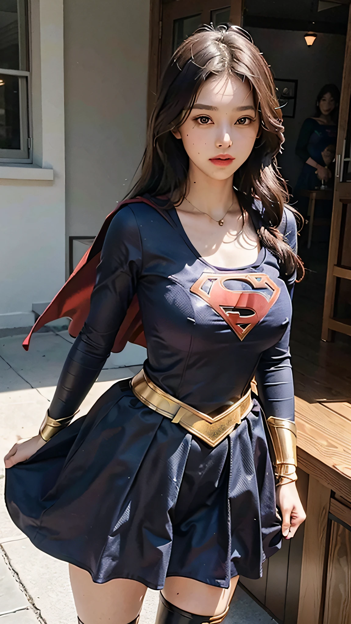 Woman body set big breasts, Supergirl costume dress