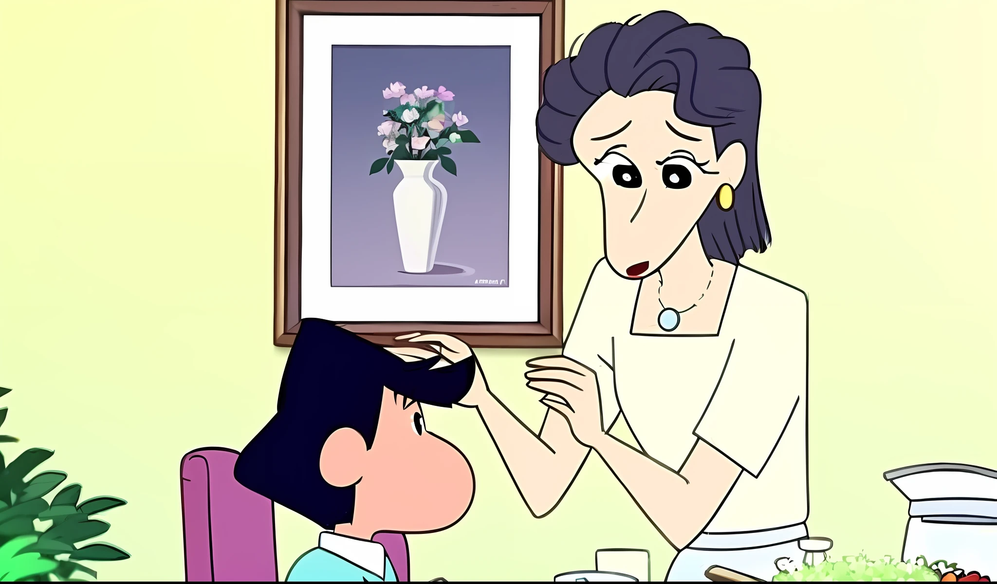 cartoon of a woman and a child eating at a table, children's cartoon, film still from an cartoon, cartoon still, cartoon image, animated film still, animation film still, animation still screencap, animated still, animated movie scene, peggy hill, martine, your mom, funny cartoonish, still from animated horror movie, mom's spaghetti he's nervous