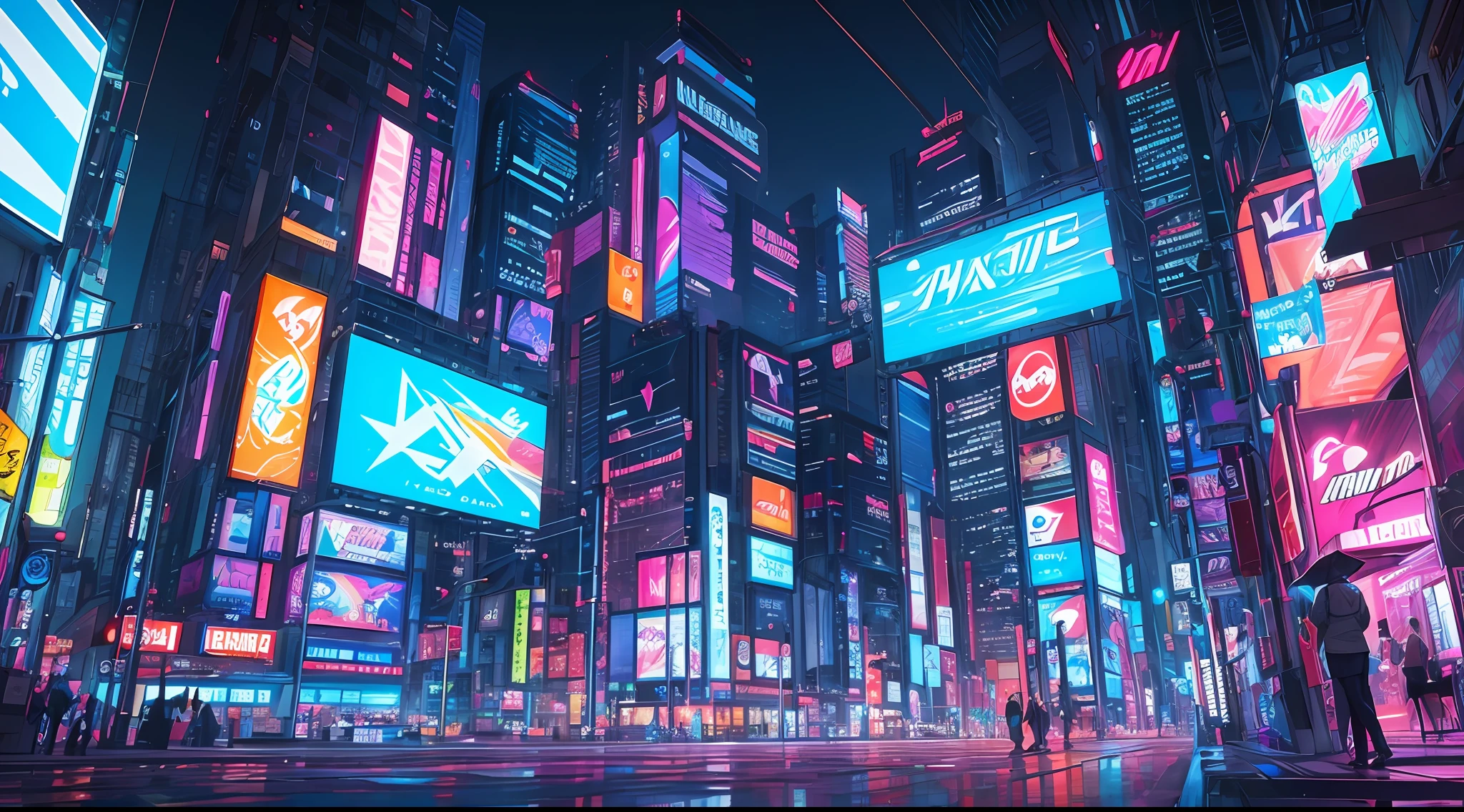 (Masterpiece, Top Quality, Best Quality, Official Art, Beauty and Aesthetics: 1.2), (Blue-Purple Neon), (Vibrant), Dynamic Colors, BTC LOGO, Sharp Contrast, Futuristic Atmosphere, Electricity, Reflective Surfaces, (Cityscape: 1.3), 8k, Official Wallpaper, (Cyberpunk: 1.2), Future
