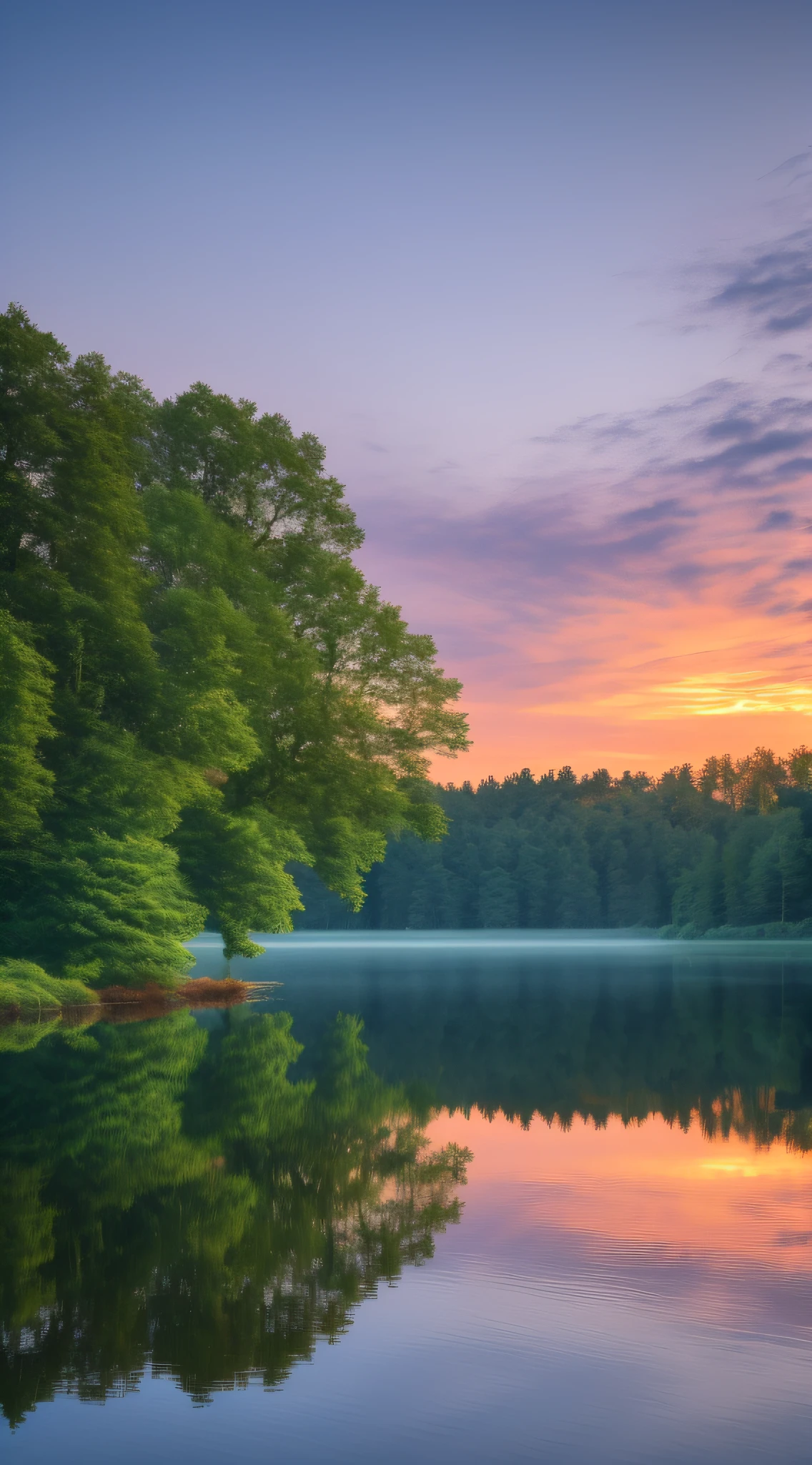 trees are reflected in the water of a lake at sunset, peaceful and serene, summer lake setting, lake in the forest, peaceful landscape, early morning mood, in the early morning, beautiful serene landscape, calm evening, serene landscape, the morning river, tranquility, summer morning, early morning, forest with lake, early in the morning, calm afternoon, beautiful lake background