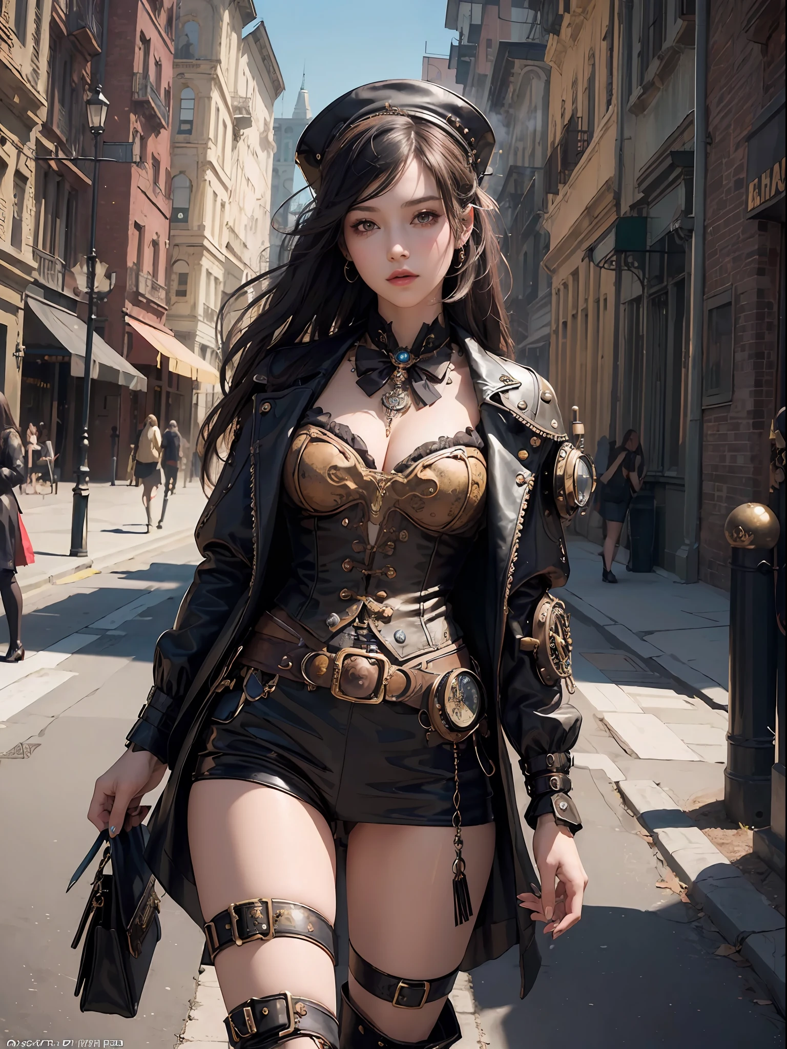 (masterpiece, top quality, best quality, official art, beautiful and aesthetic:1.2), (1girl:1.3), extreme detailed,(Steampunk:1.2),colorful,highest detailed