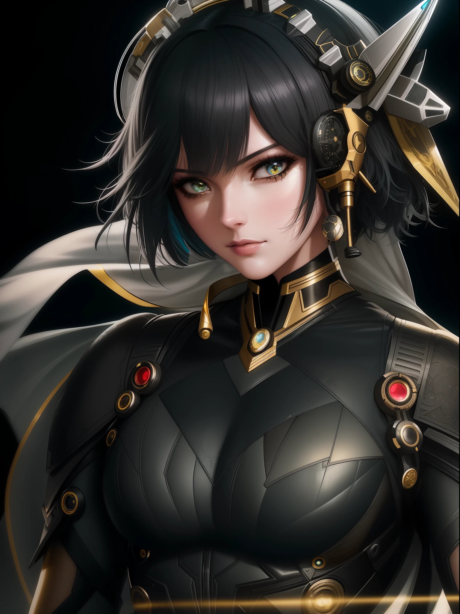 ((From a beautiful & perfect face to a hot waist)) superheroine masterpiece hyperrealist & photorealist beauty young astonishing anime, pearly perfect skin (short bob cut hair) in realistic & hyperdetailed combat body plugsuit with cape & scarf in 8k, full HD vines, detailed artistic, aesthetic, midnight aura, glowing, glamour, glow, shadows, developed by Unreal Engine 5, Ultra Sharp Focus, Art by Alberto Seveso, Sci-Fi, Intricate Artwork, golden Ratio, epic, HR Giger STYLE, highly detailed, vibrant, UHD 8K