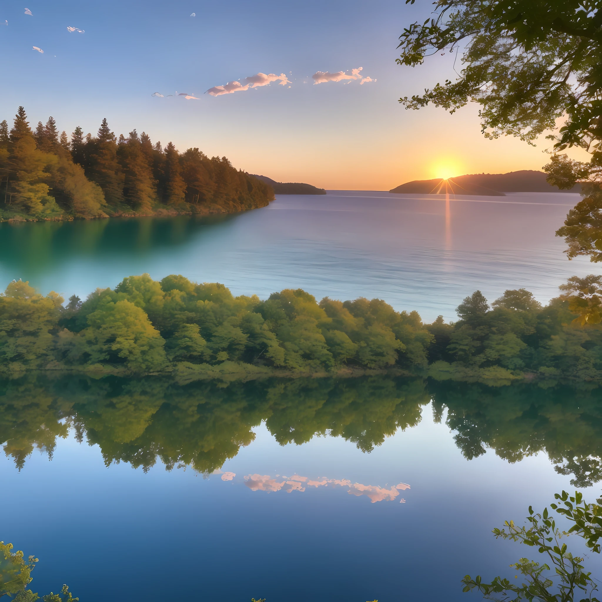 Wallpapers, Summer, Lake, Tree, Small Boat, Dawn, Forest, Clouds, Dawn Background, Depth of Field, HD Detail, Hyper Detail, Cinematic, Soft Light, Deep Field Focus Bokeh, Ray Tracing, Diffusion (ultra-fine glass reflection) and realism. Includes real photos, professional color correction, 8K, F2.4 aperture, 35mm lens, realistic real faces, and face areas only. --v6