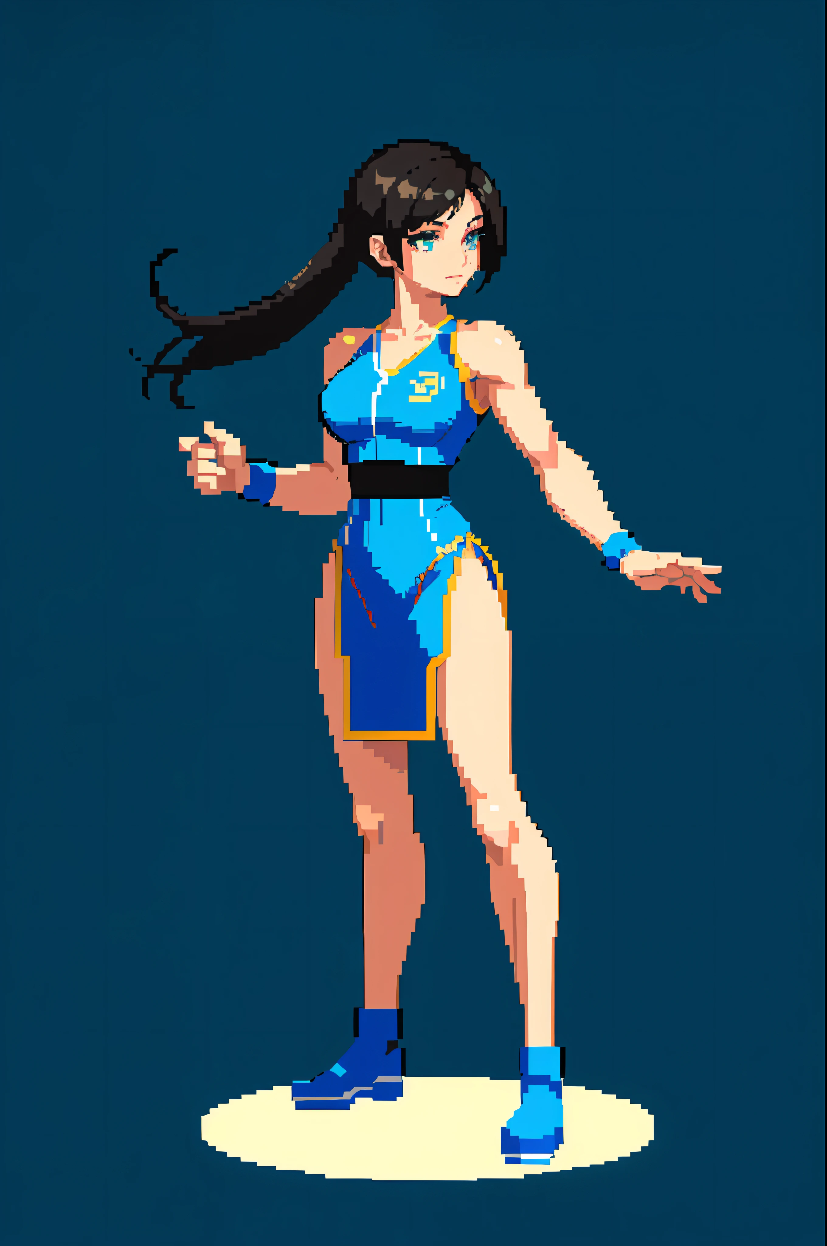 (masterpiece, top quality, best quality), pixel, pixel art, 1girl, full body, chun li
