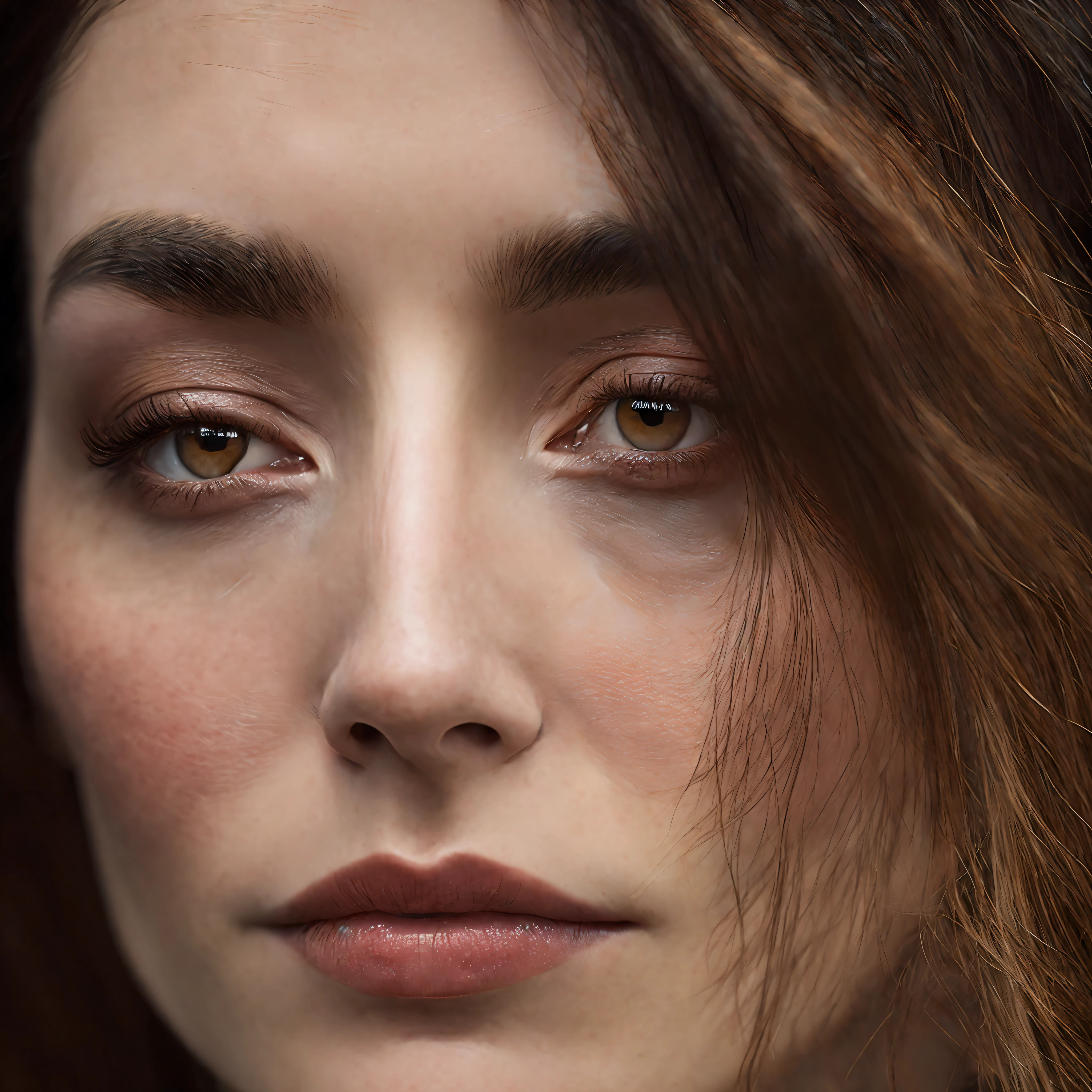 Close-up photography of the face of a 30 years old woman, (by Alyssa Monks:1.1), by Joseph Lorusso, by Lilia Alvarado, beautiful lighting, sharp focus, 8k, high res, (pores:0.1), (sweaty:0.8), Masterpiece, Nikon Z9, Award - winning photograph, (perfectly round iris:1.3)