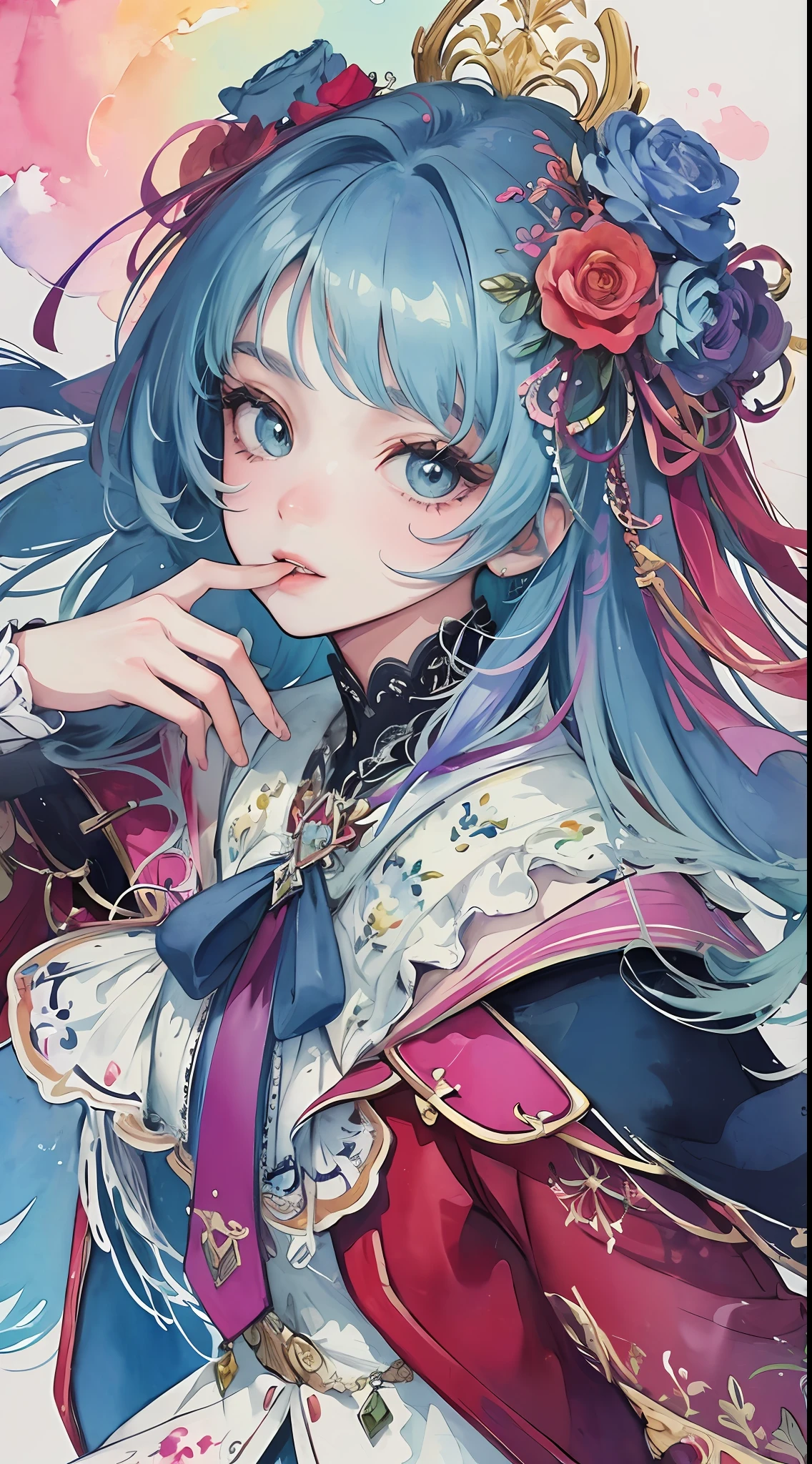 (masterpiece, top quality, best quality, official art, beautiful and aesthetic:1.2), (1girl:1.3), extreme detailed,colorful,highest detailed,(watercolour painting:1.3), optical mixing, playful patterns, lively texture, rich colors, unique visual effect