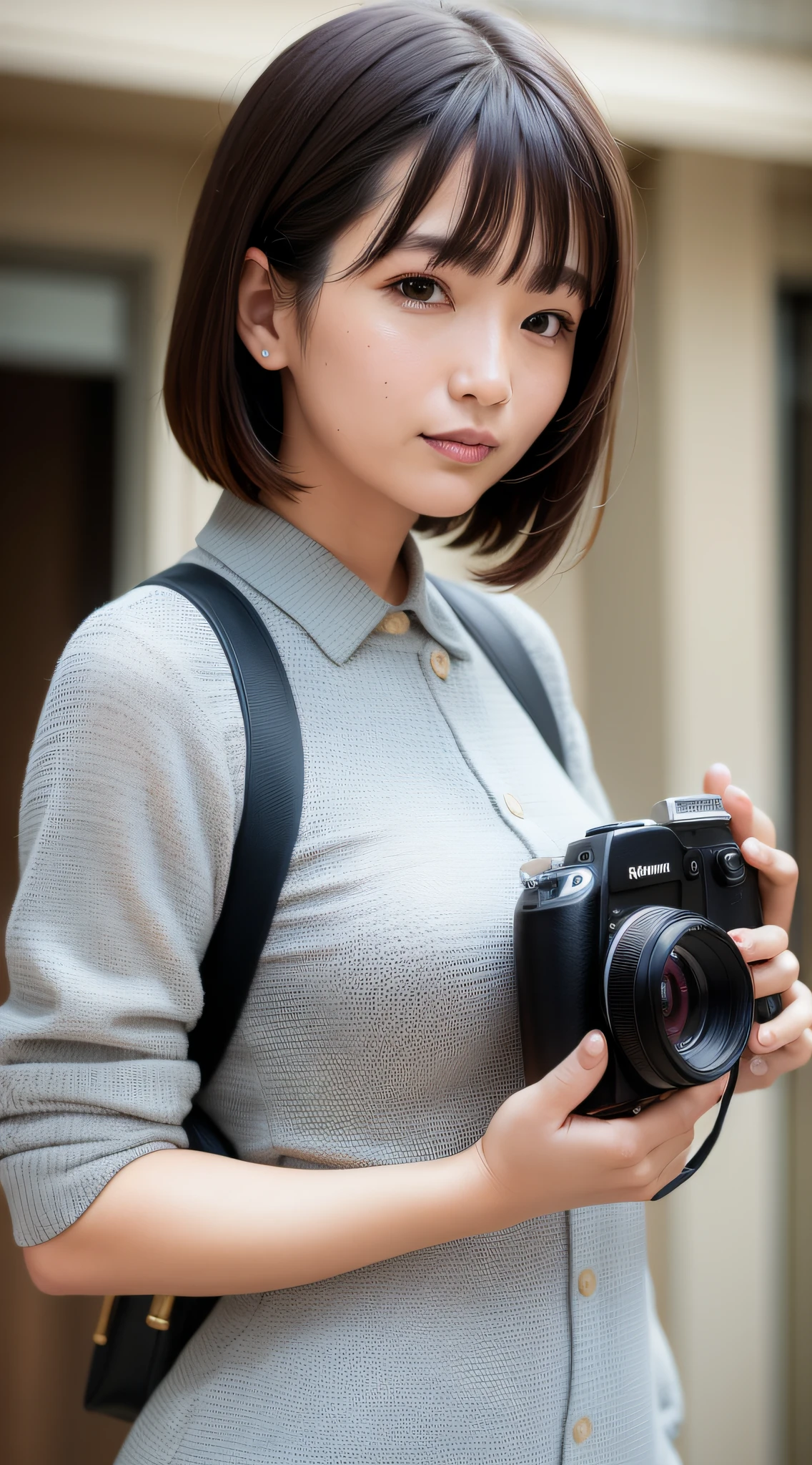 Woman taking picture with a professional camera