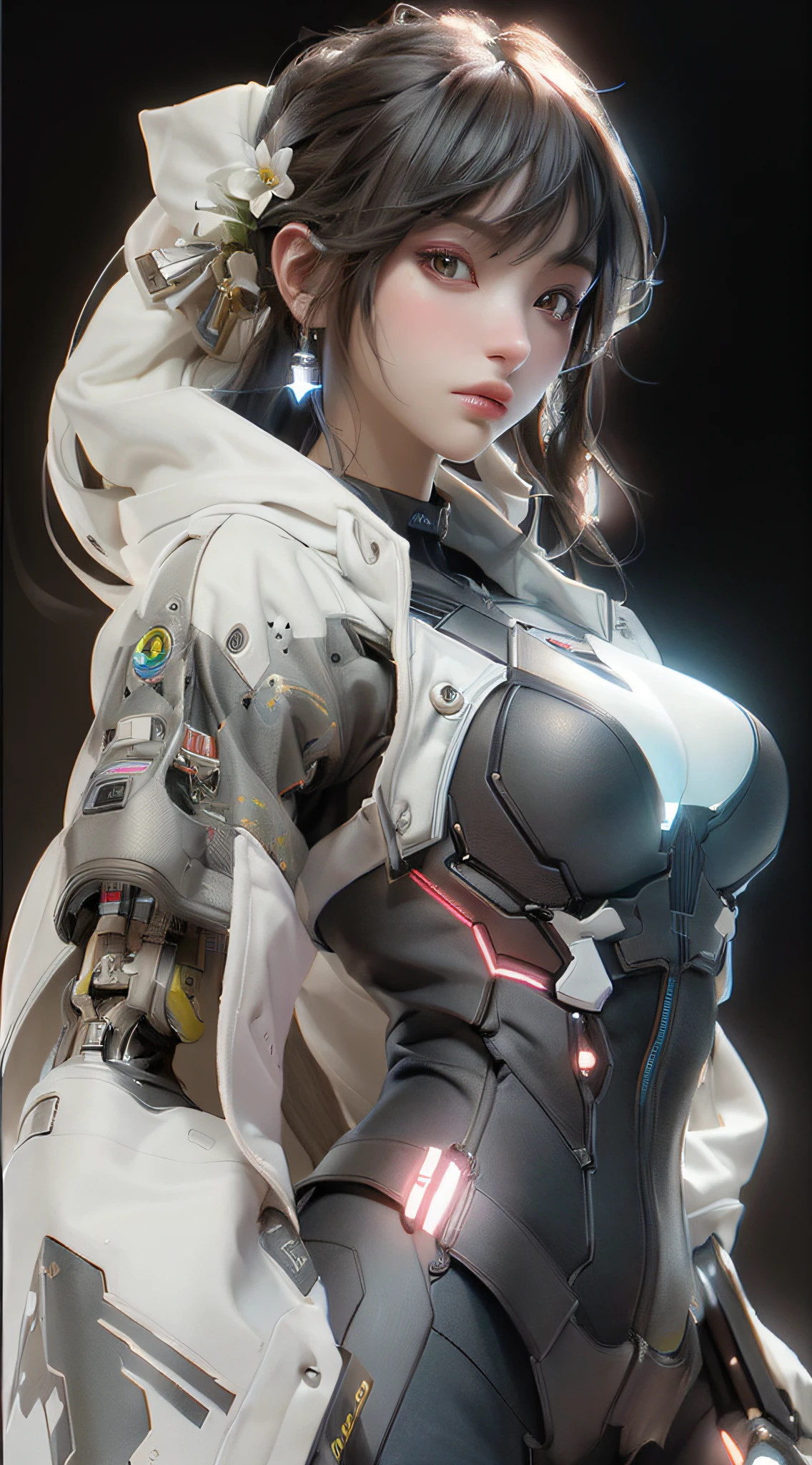 ((Best quality)), ((masterpiece)), (detailed:1.4), 3D, an image of a beautiful cyberpunk female,HDR (High Dynamic Range),Ray Tracing,NVIDIA RTX,Super-Resolution,Unreal 5,Subsurface scattering,PBR Texturing,Post-processing,Anisotropic Filtering,Depth-of-field,Maximum clarity and sharpness,Multi-layered textures,Albedo and Specular maps,Surface shading,Accurate simulation of light-material interaction,Perfect proportions,Octane Render,Two-tone lighting,Wide aperture,Low ISO,White balance,Rule of thirds,8K RAW,