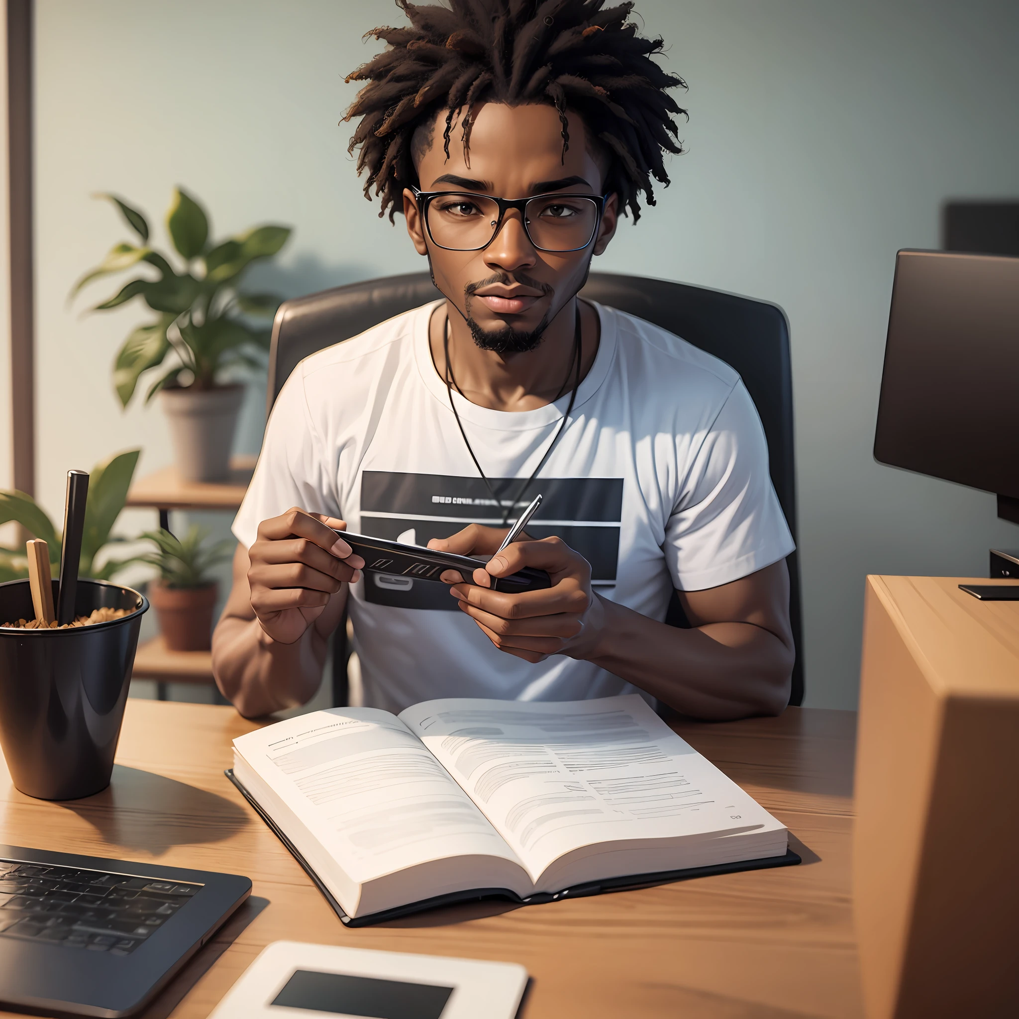A  black person generating ideas for productivity and management --auto --s2