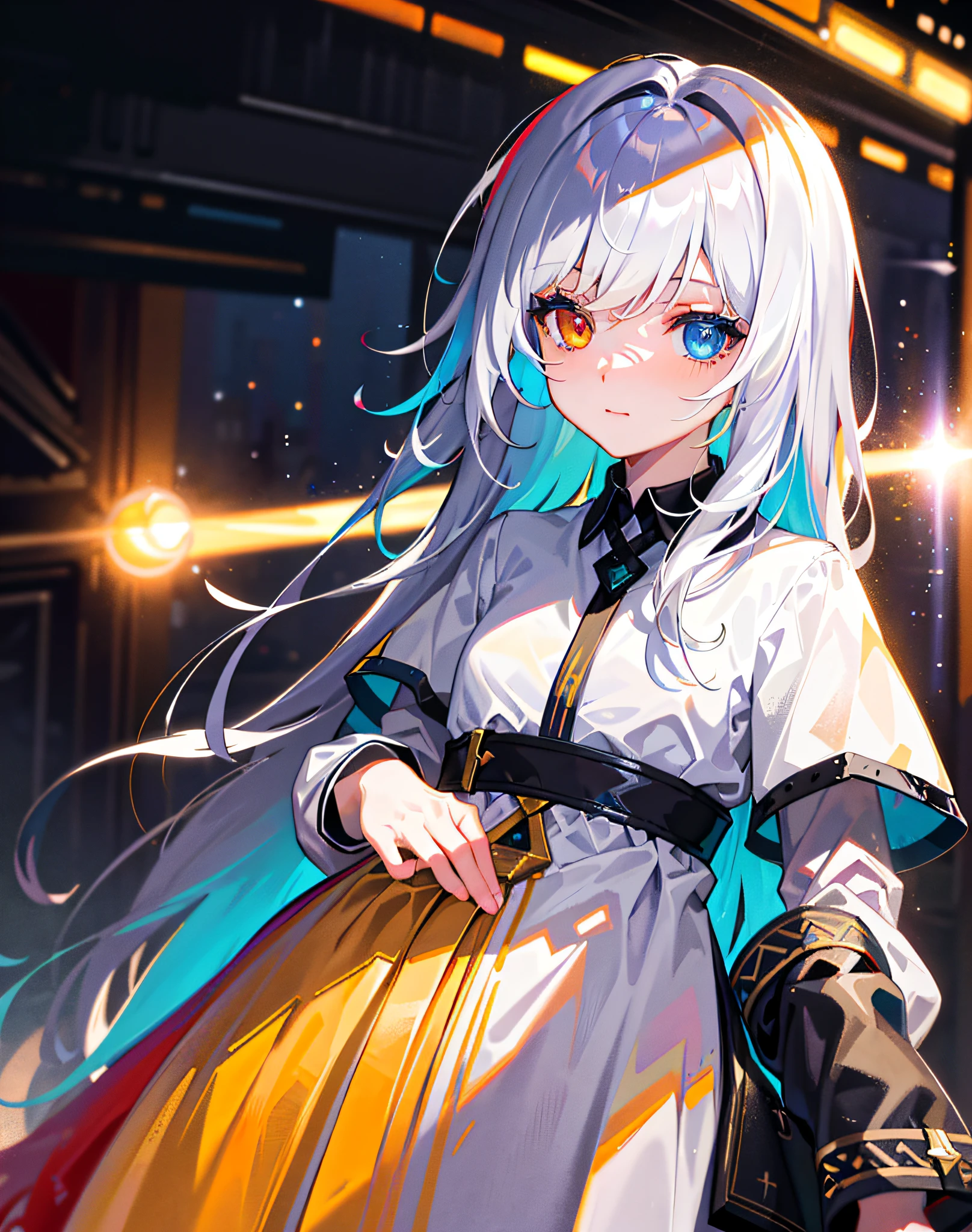 {{masterpiece}}, best quality, extremely detailed CG unity 8k wallpaper, cinematic lighting, lens flare, beautiful detail eyes, black, side glance, multicolor hair, colorful light, particles, heterochromia, (colorful:1.5), (colorful hair:1.5),