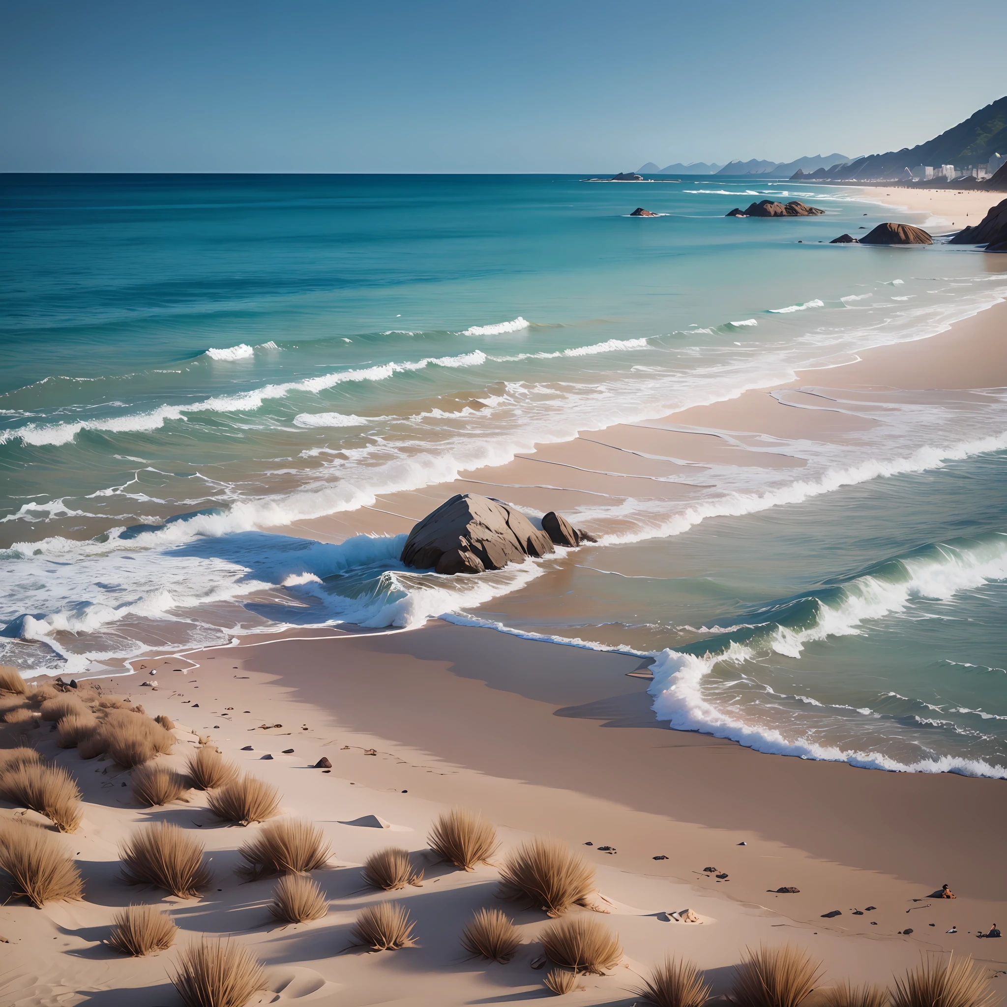 Accurate picture,8k, ultra realistic, highly detailed, masterpiece,top quality, high resolution, 10 laboratories,line ,beach ,A boy in middle,luxury, realistic --auto --s2