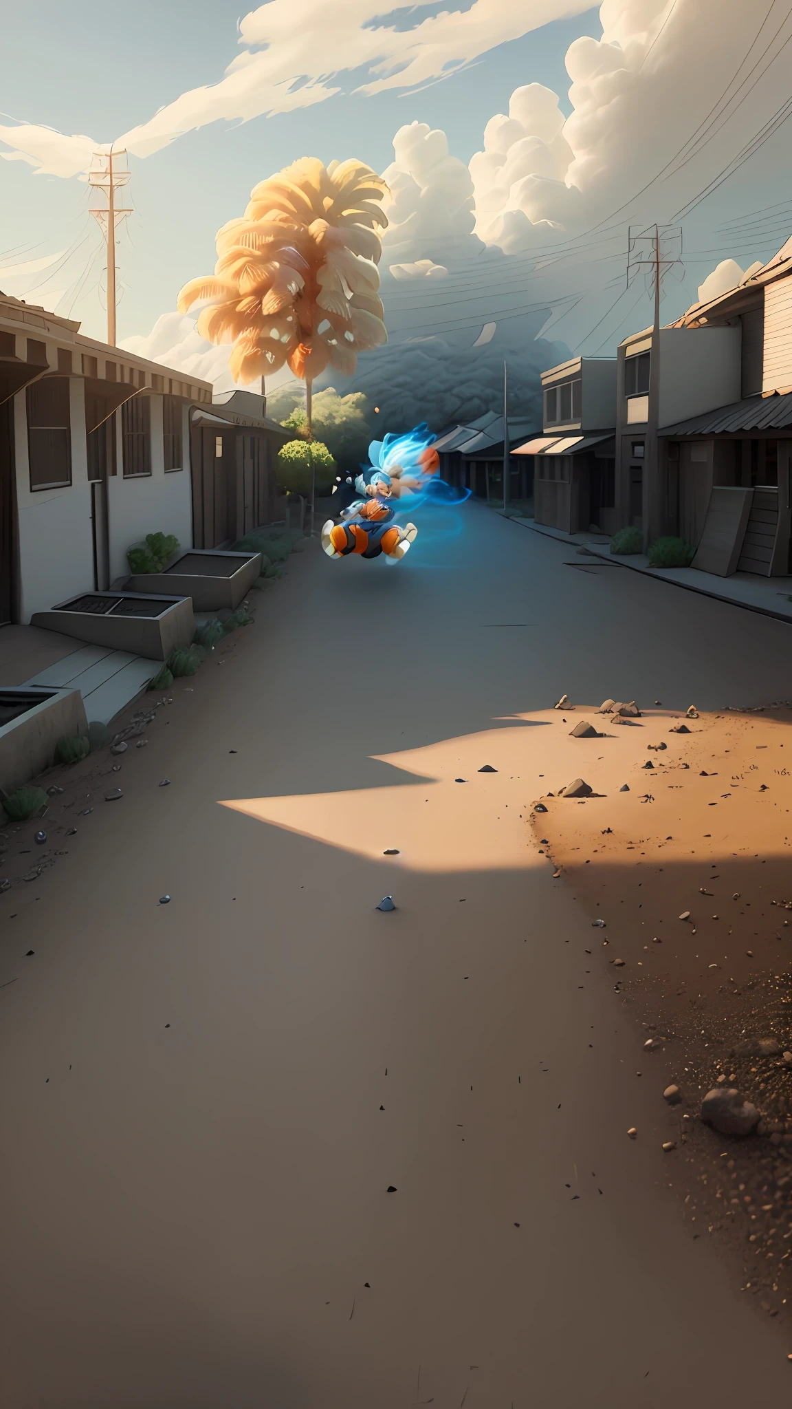 Goku, super saiyan, exquisite hair, arm depiction, white and blue hair body, exquisite shoes, eye depiction, exquisite hair, popmart blind box, clay texture, stepping on the land, black and white background, natural lighting, most good quality, super detail, 3D art, c4d, OC renderer, 3D rendering, 8k
