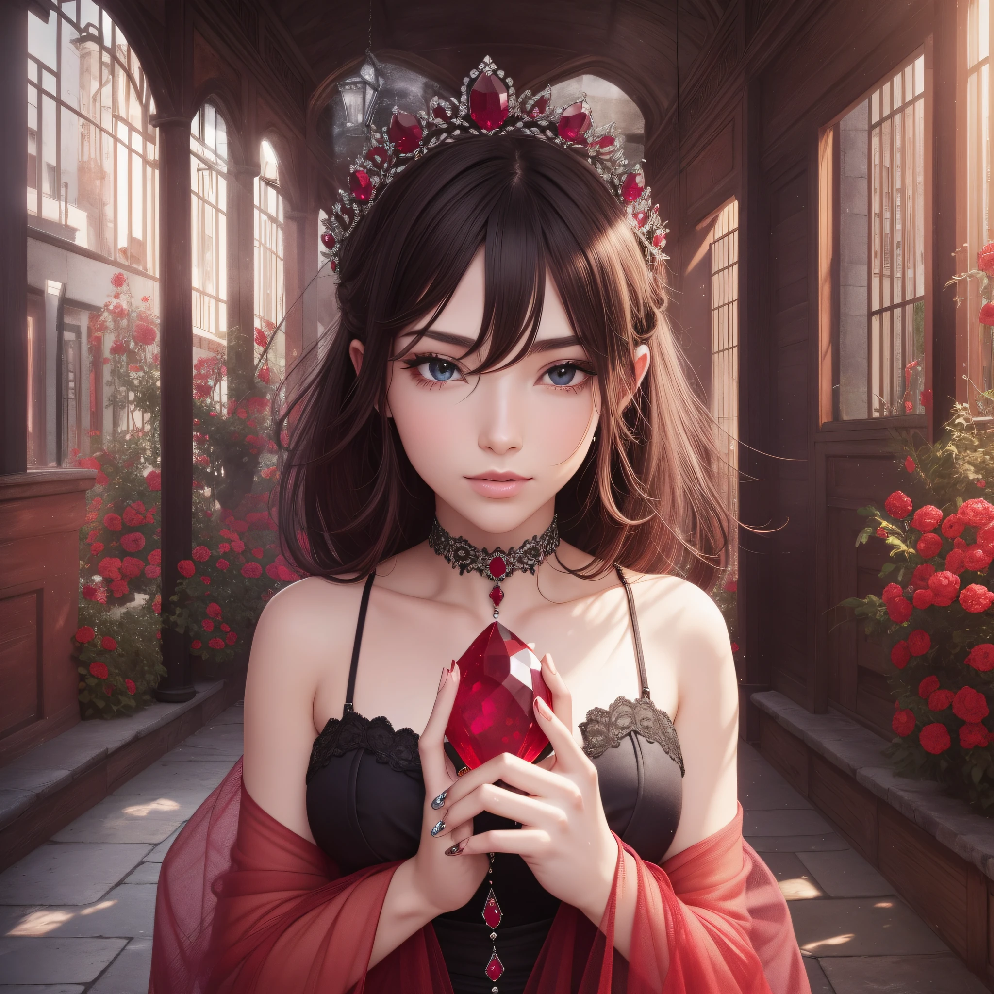 THERE IS A RUBY STONE, ruby color, wild stone, a little worked!