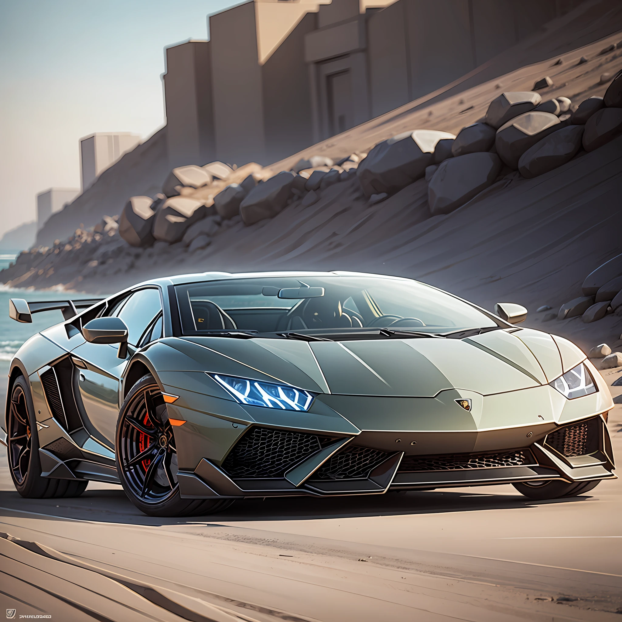 A Lamborghini in beach --auto --s2