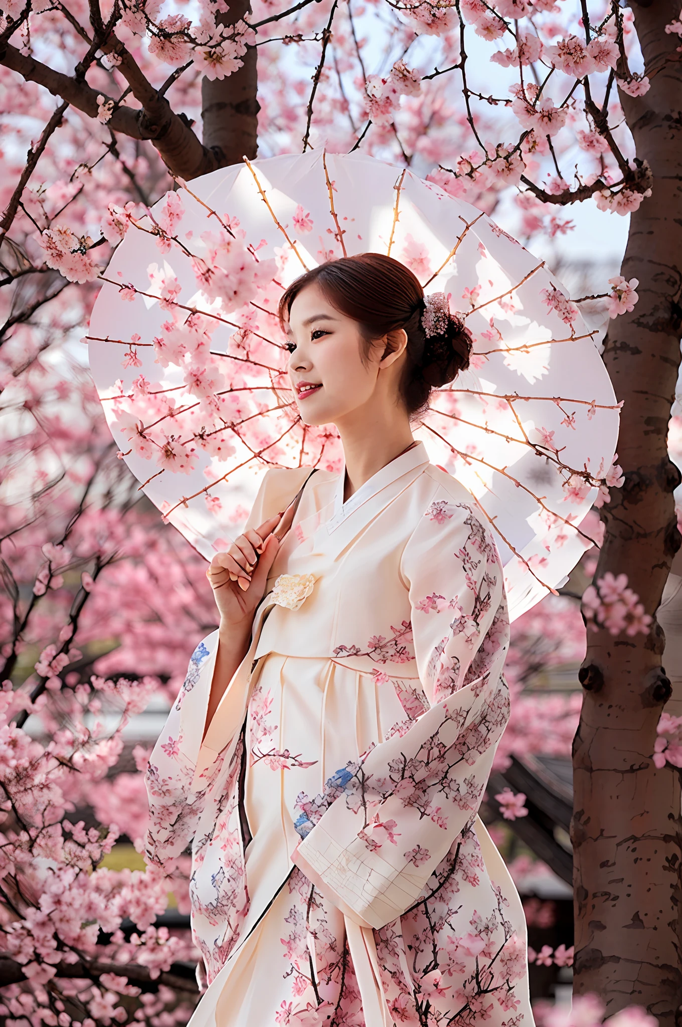 Cherry blossoms, tailored to the background