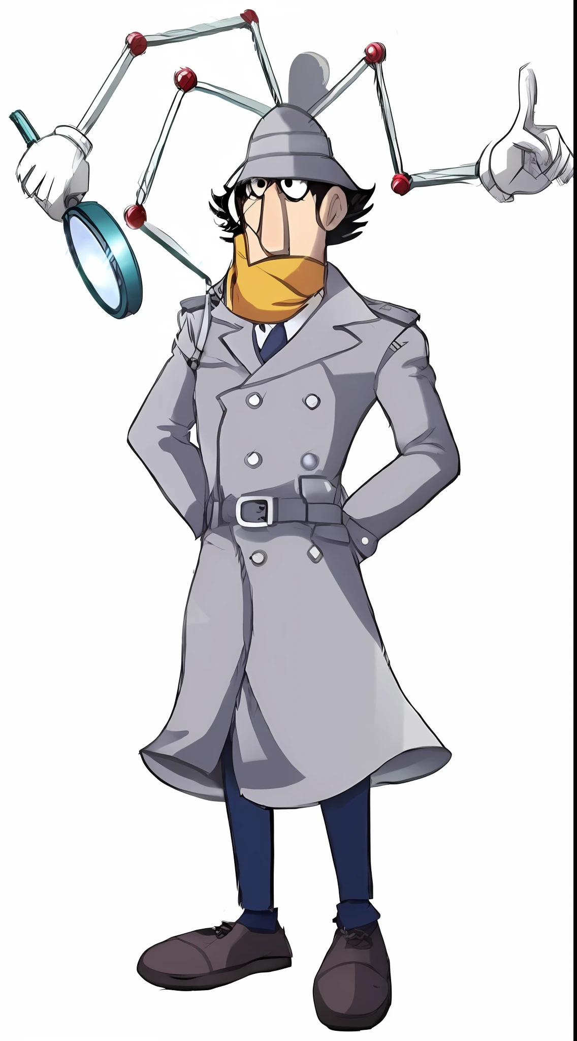 cartoon man in a trench coat with a magnifying glass, servando lupini, detective, cartoon image, detective clothes, (doctor), wearing a monocle, sherlock holmes, detective coat, official art, leaked image, inspired by Edmond Xavier Kapp, inspired by Junpei Satoh, sly, nigel thornberry, saul goodman in the simpsons