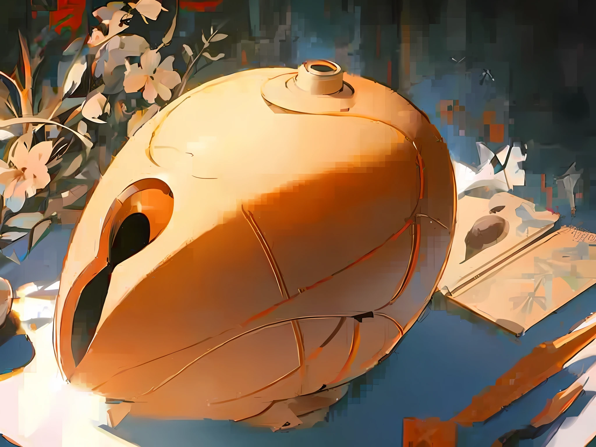 A wooden fish, Sergei Kolesov, Sergey Kolesov concept art, rendering art, Viktor Engei. Unreal Engine, production art, wheat from Portal 2, lack of detail. Digital painting, artistic rendering, Ivan Prich, Kusaud, Dan McFarlin, sphere