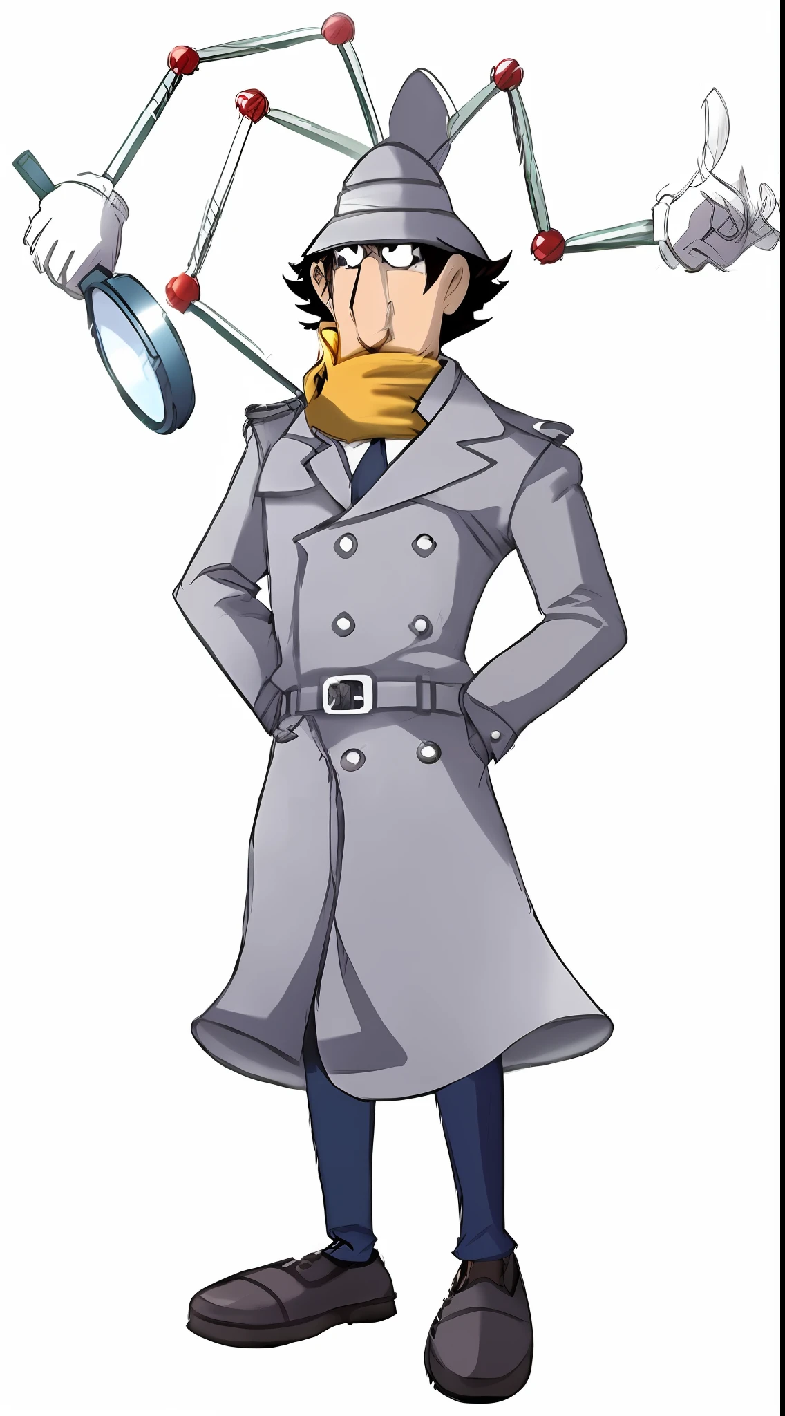 cartoon man in a trench coat with a magnifying glass, servando lupini, detective, cartoon image, detective clothes, (doctor), wearing a monocle, sherlock holmes, detective coat, official art, leaked image, inspired by Edmond Xavier Kapp, inspired by Junpei Satoh, sly, nigel thornberry, saul goodman in the simpsons