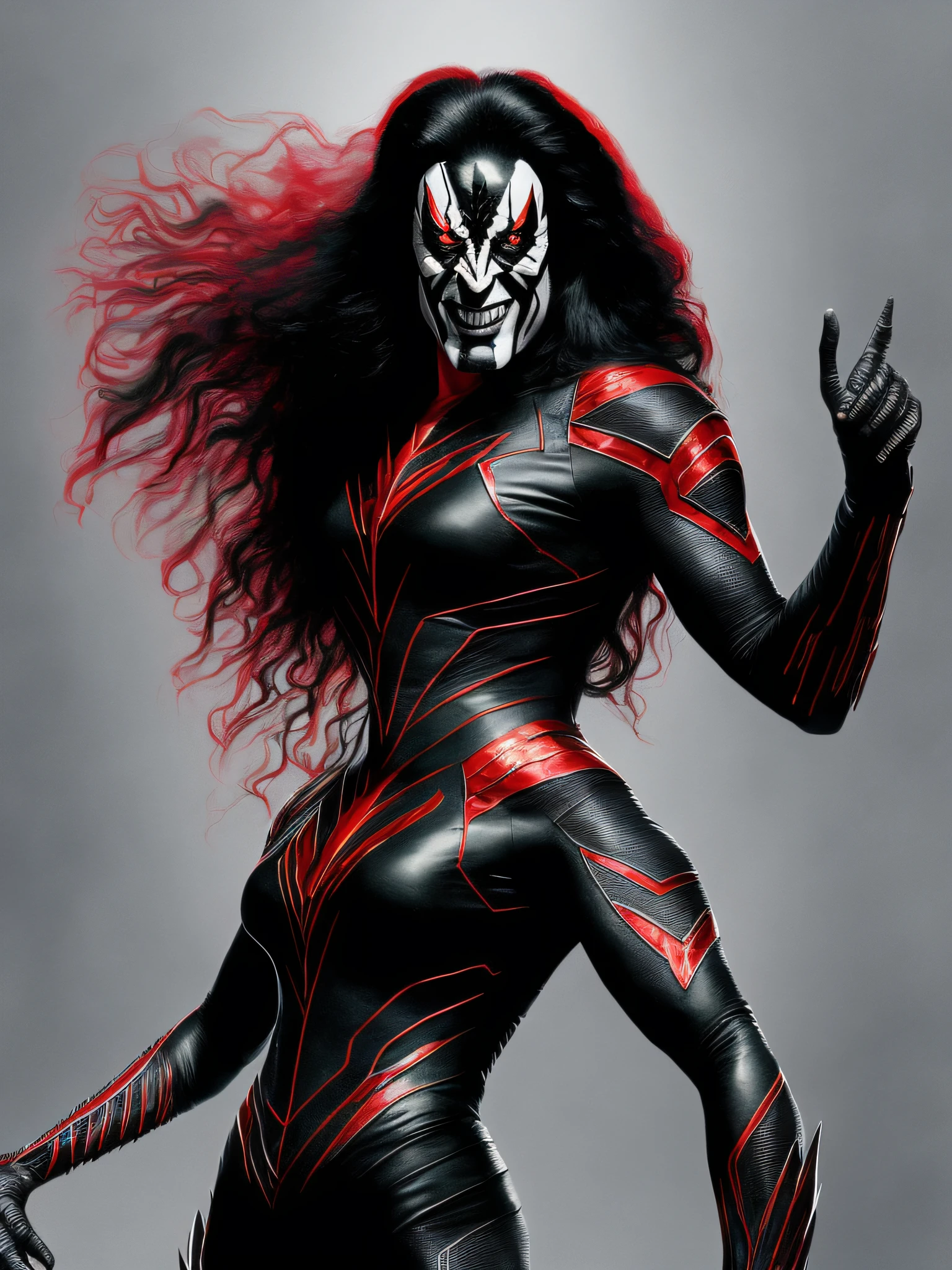 Gene Simmons as spider woman, concept art, 4k