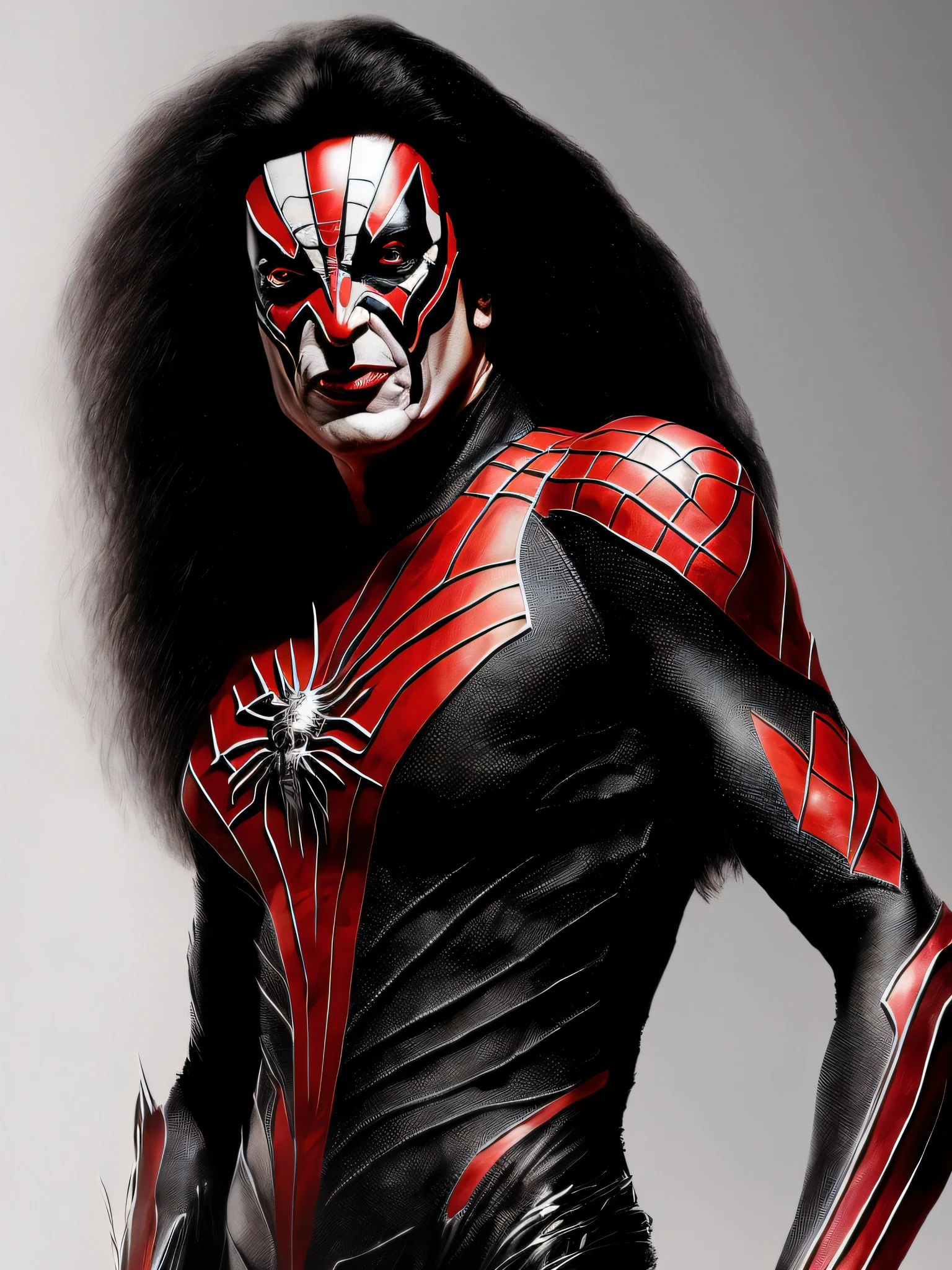 Gene Simmons as spider woman, concept art, 4k