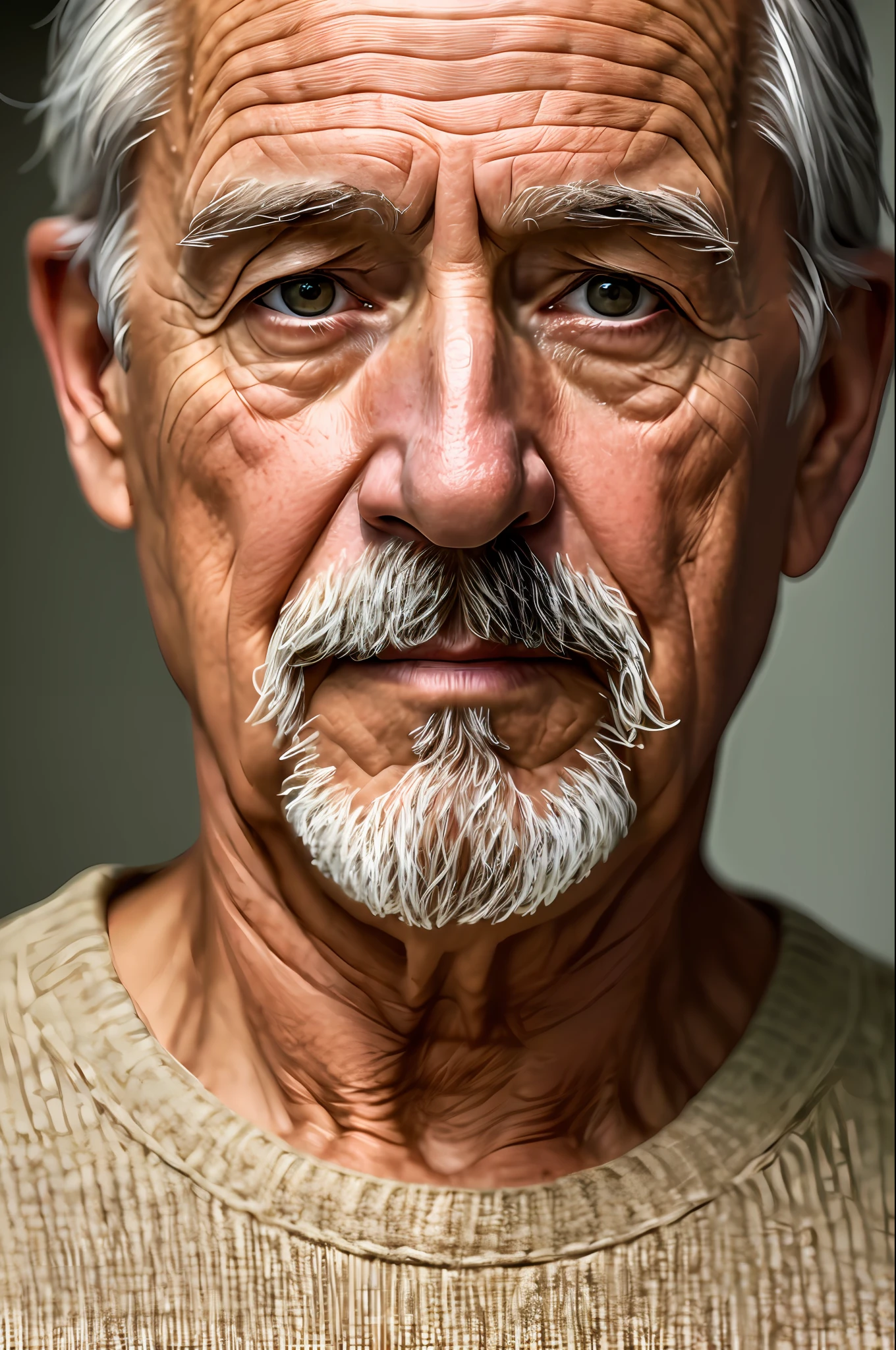 (masterpiece, photorealistic, raw,:1.4), (extremely intricate:1.2), close up, cinematic light, sidelighting, ultra high res, best shadow, RAW, upper body, old man, wearing pullover,