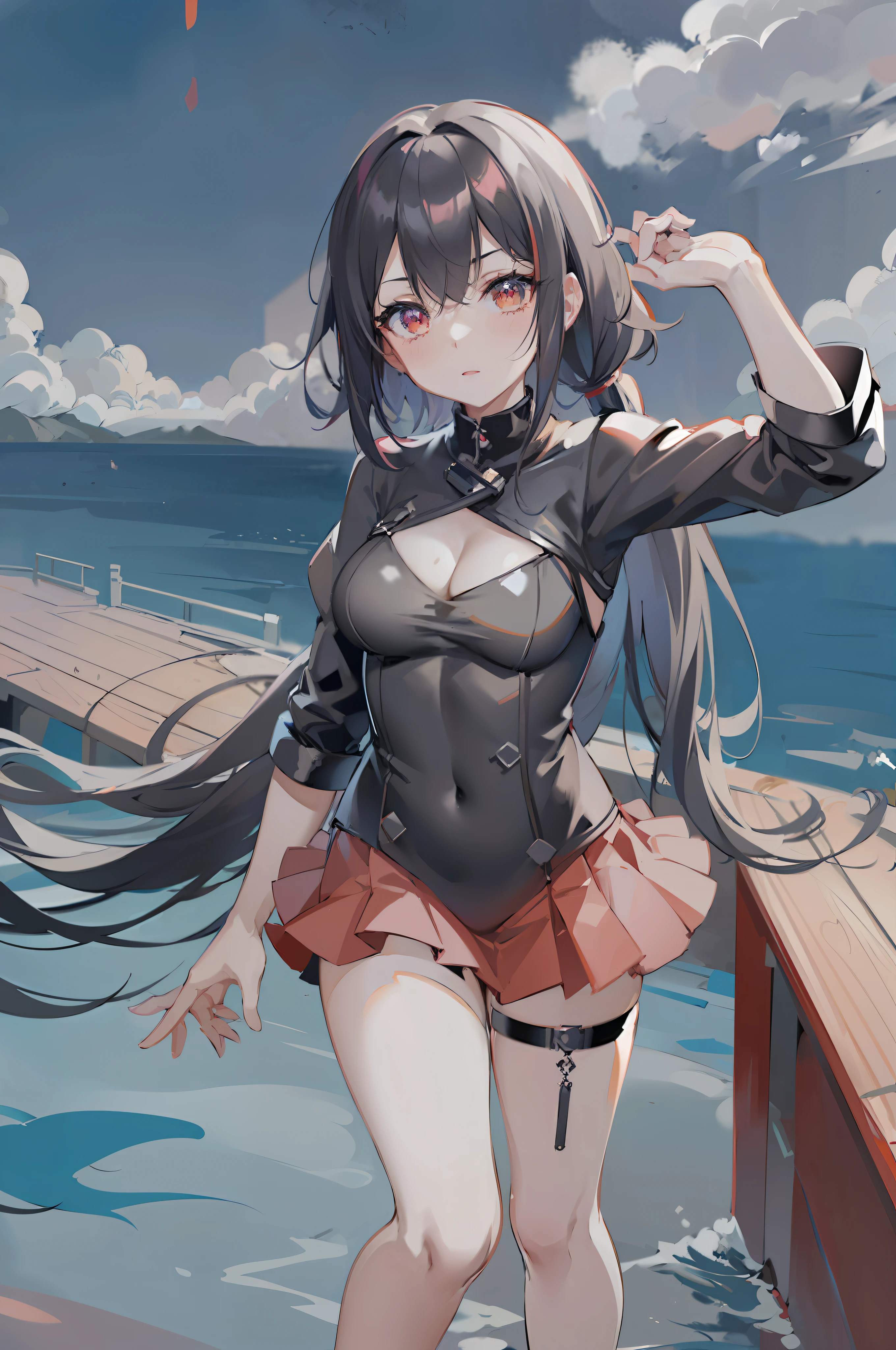 anime girl in black outfit standing on a boat in the water, kantai collection style, anime style 4 k, best anime 4k konachan wallpaper, anime moe artstyle, female protagonist 👀 :8, badass anime 8 k, anime style. 8k, from the azur lane videogame, attractive matoi ryuko, anime art wallpaper 8 k