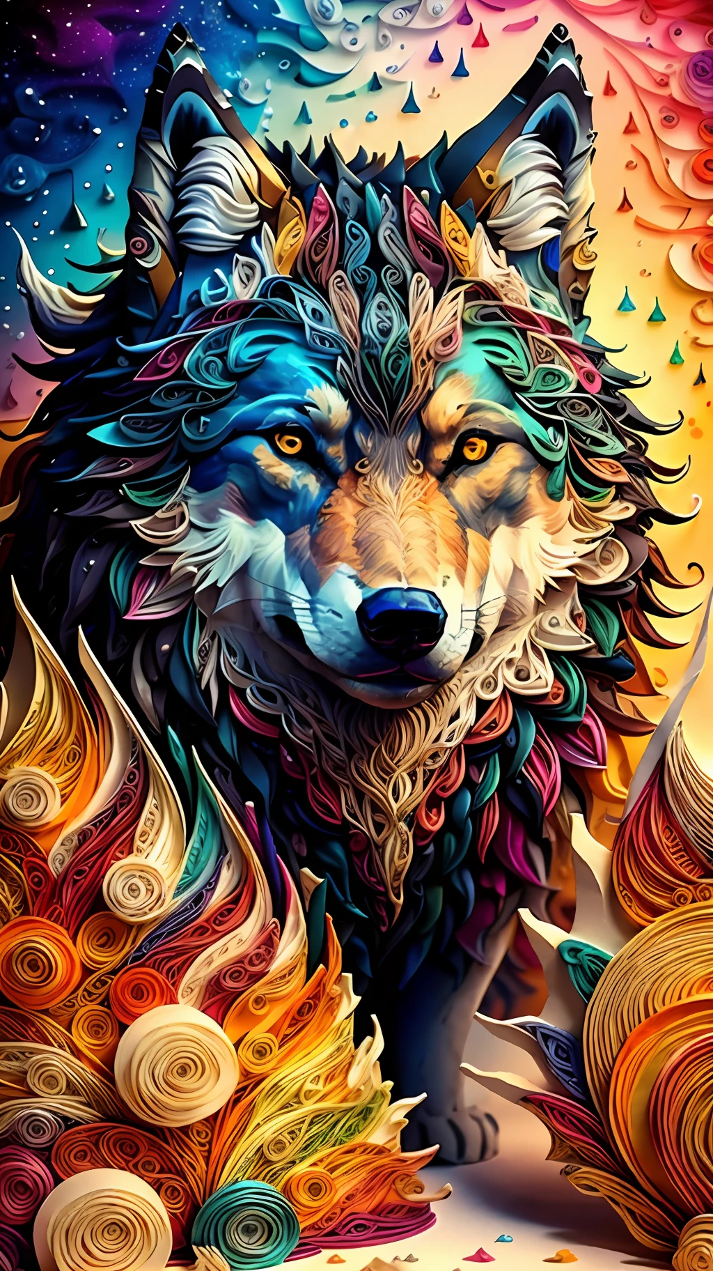 wolf, multi dimensional quilling paper, art, chibi,
yang08k, beautiful, colorful,
Masterpieces, top quality, best quality, official art, beautiful and aesthetic,((16k ultra realistic))