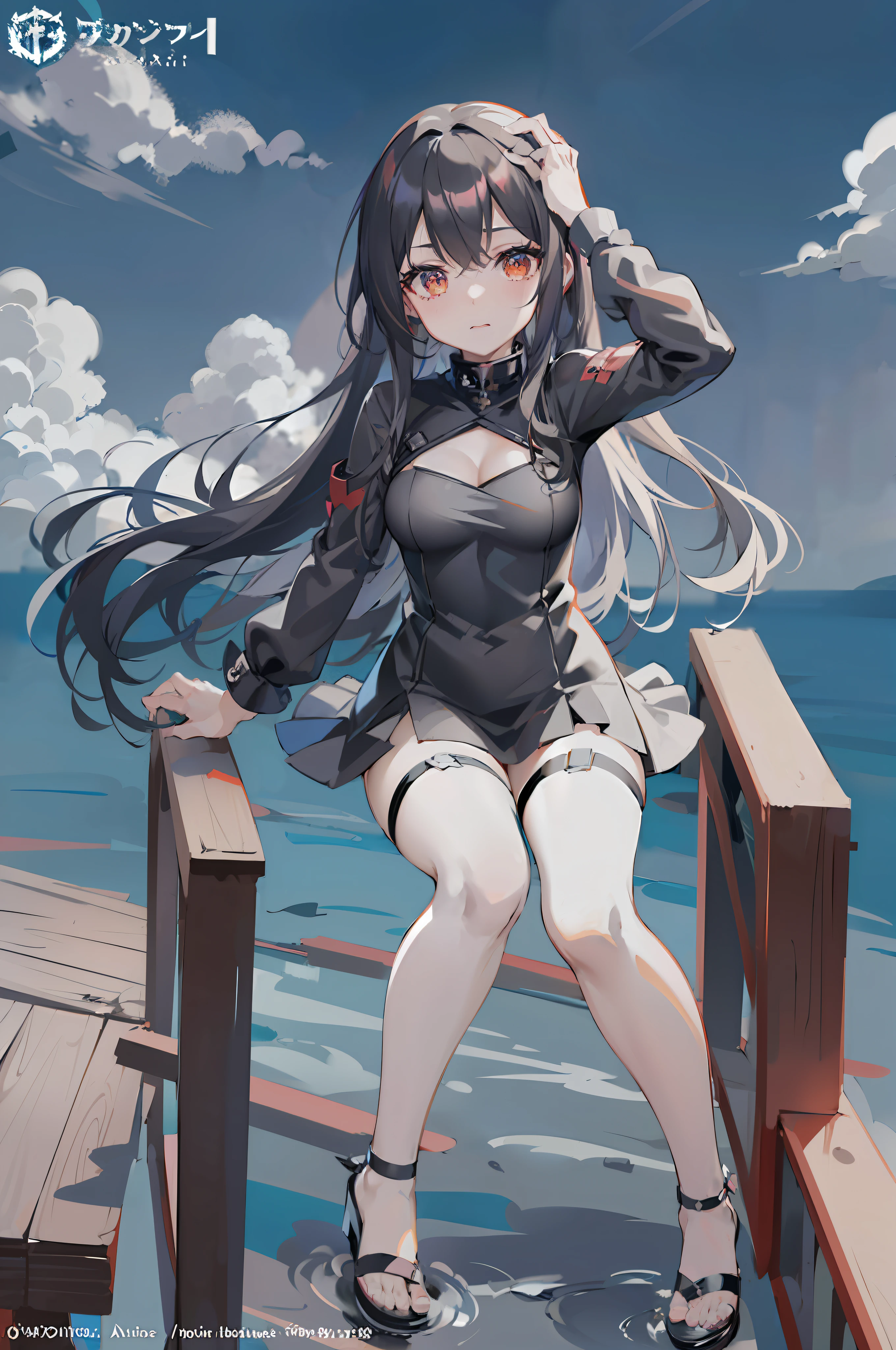 anime girl in black outfit standing on a boat in the water, kantai collection style, anime style 4 k, best anime 4k konachan wallpaper, anime moe artstyle, female protagonist 👀 :8, badass anime 8 k, anime style. 8k, from the azur lane videogame, attractive matoi ryuko, anime art wallpaper 8 k