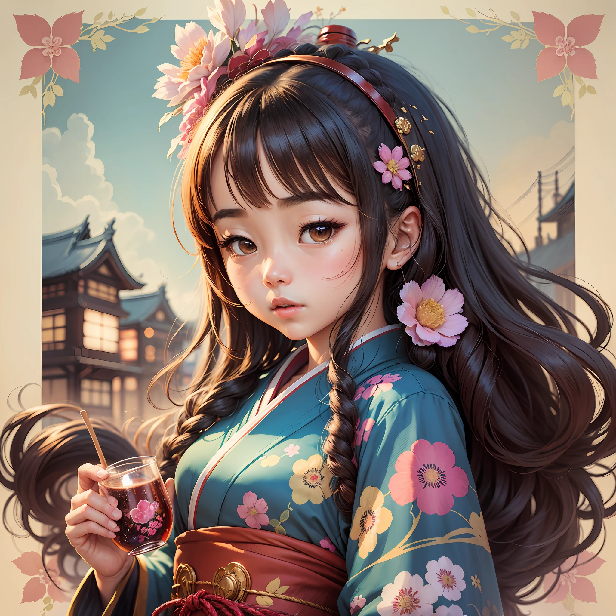 Masterpiece, top quality, super detailed, one girl, solo, chibi, background is Japan festival, puffing cheeks --auto --s2