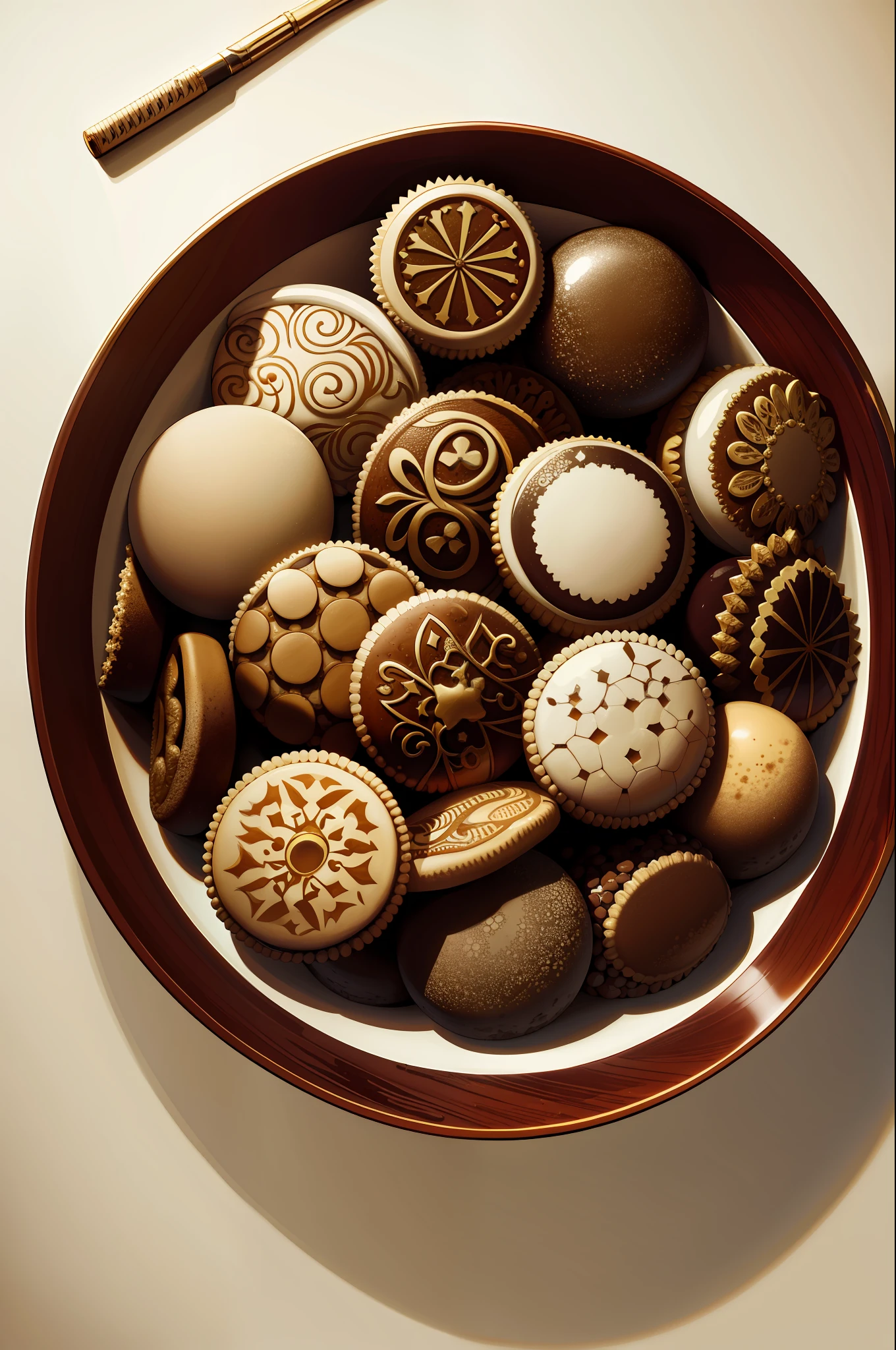 (Masterpiece, Best Quality, High Resolution: 1.4), Detailed, Intricate Detail, 4K, Line Art, Art, Ink. A fantasy kingdom made up of cookie candies.