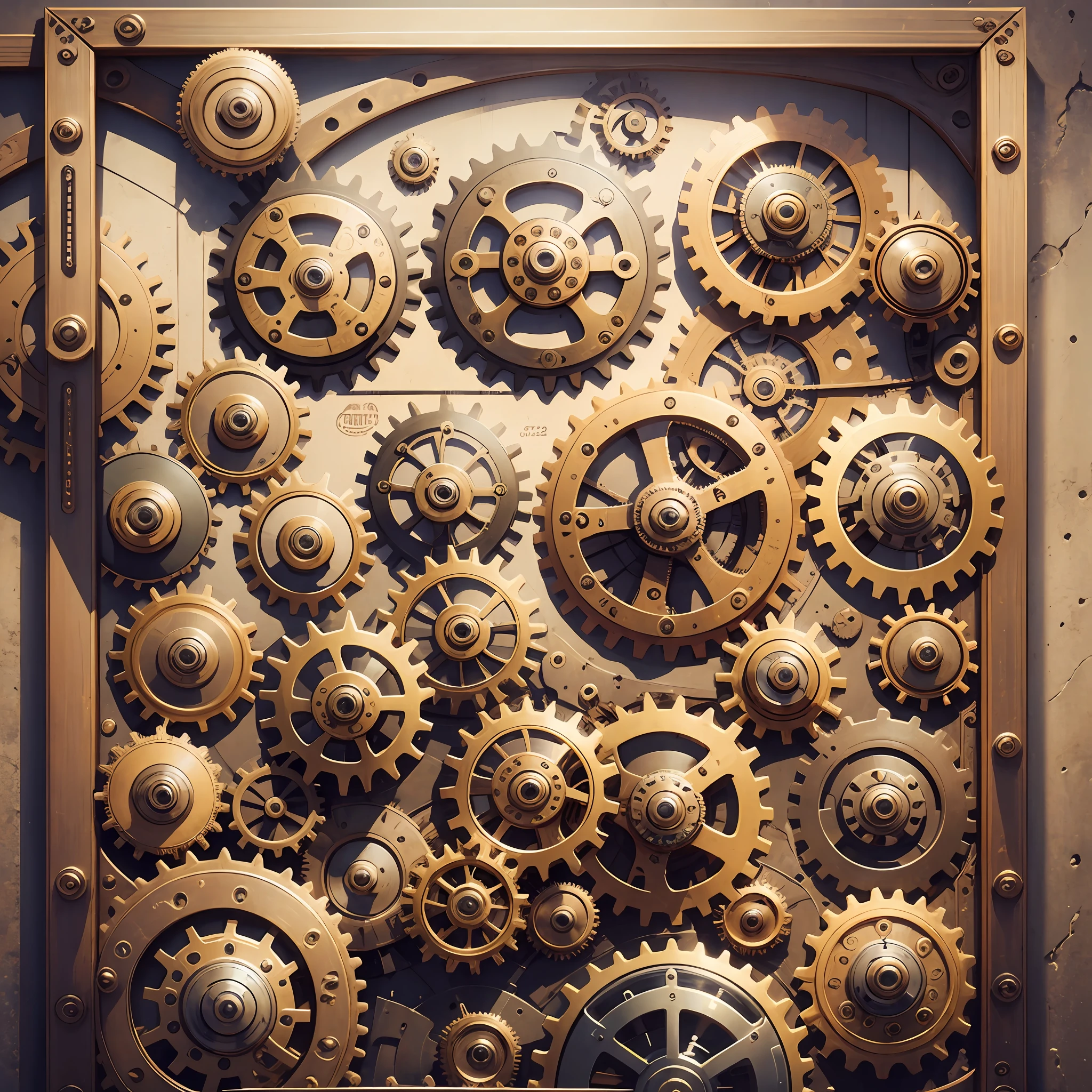 500x300cm frame frame, steampunk gears, retro machines, brass and steam technology --auto --s2