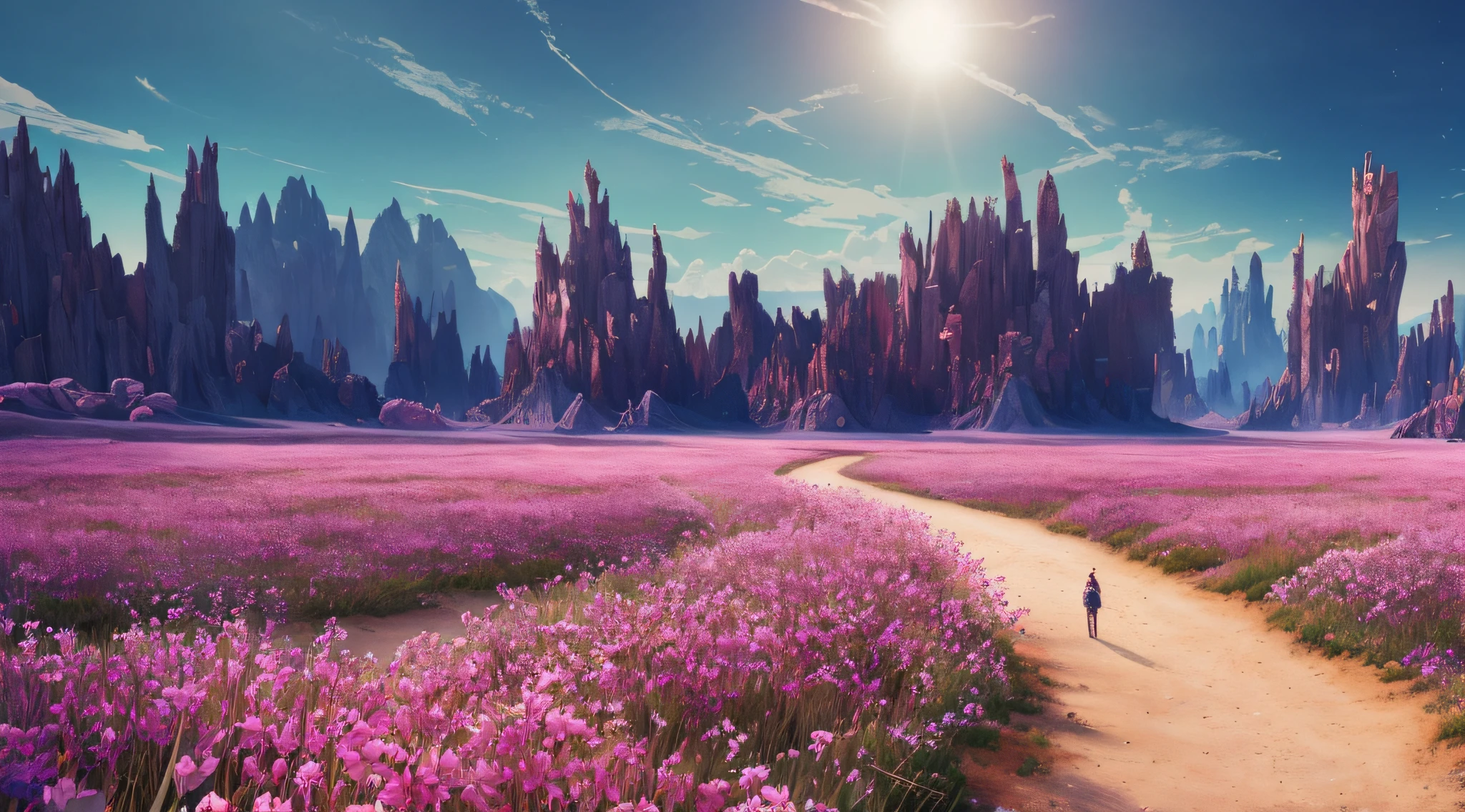 masterpiece, best quality, high quality, extremely detailed CG unity 8k wallpaper,flowering landscape ,A dry place like an empty desert,dearest,foxy,Mono Lake,hackberry,3D Digital Paintings,award winning photography, Bokeh, Depth of Field, HDR, bloom, Chromatic Aberration ,Photorealistic,extremely detailed, trending on artstation, trending on CGsociety, Intricate, High Detail, dramatic, art by midjourney