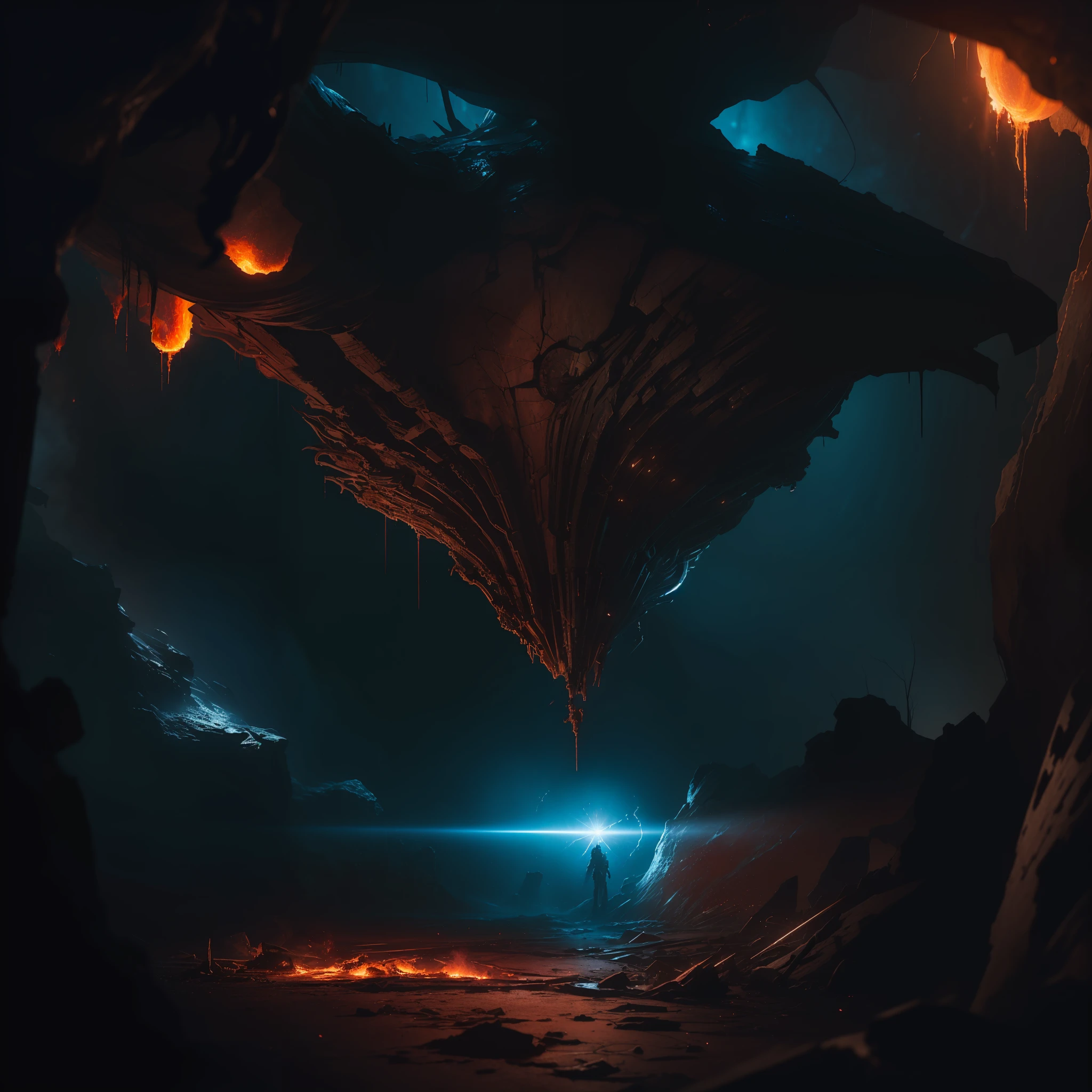 (Sci-Fi:1.2), (Masterpiece, Epic Quality, Epic Realism, Ultra Resolution, 8K Photo Unity, Epic Detail:1.1), Alien Planet, Aliens, Blood, Madness, Surrealism, (Intricate Details, Dynamic Angle, The Most Beautiful Form of Chaos, Night, Fire, Sparks, Ashes, Rim Lighting, Soft Lighting, (Professional Photography, Photorealism, Hyperrealism), Ray Tracing, HDR