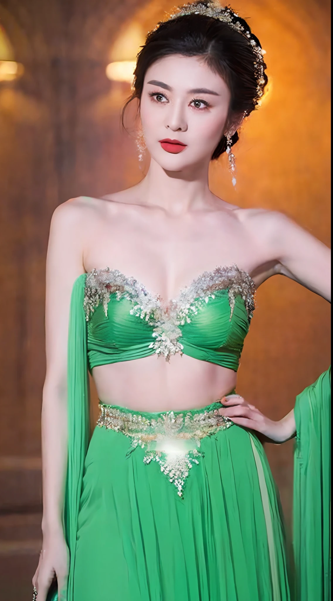 ((Best Quality, 8K, Masterpiece: 1.3)), 1girl, Slim Abs Beauty: 1.3, (Hairstyle Casual, Big Breasts: 1.2), Dress: 1.1, Super Fine Face, Fine Eyes, Double Eyelids, Dunhuang,