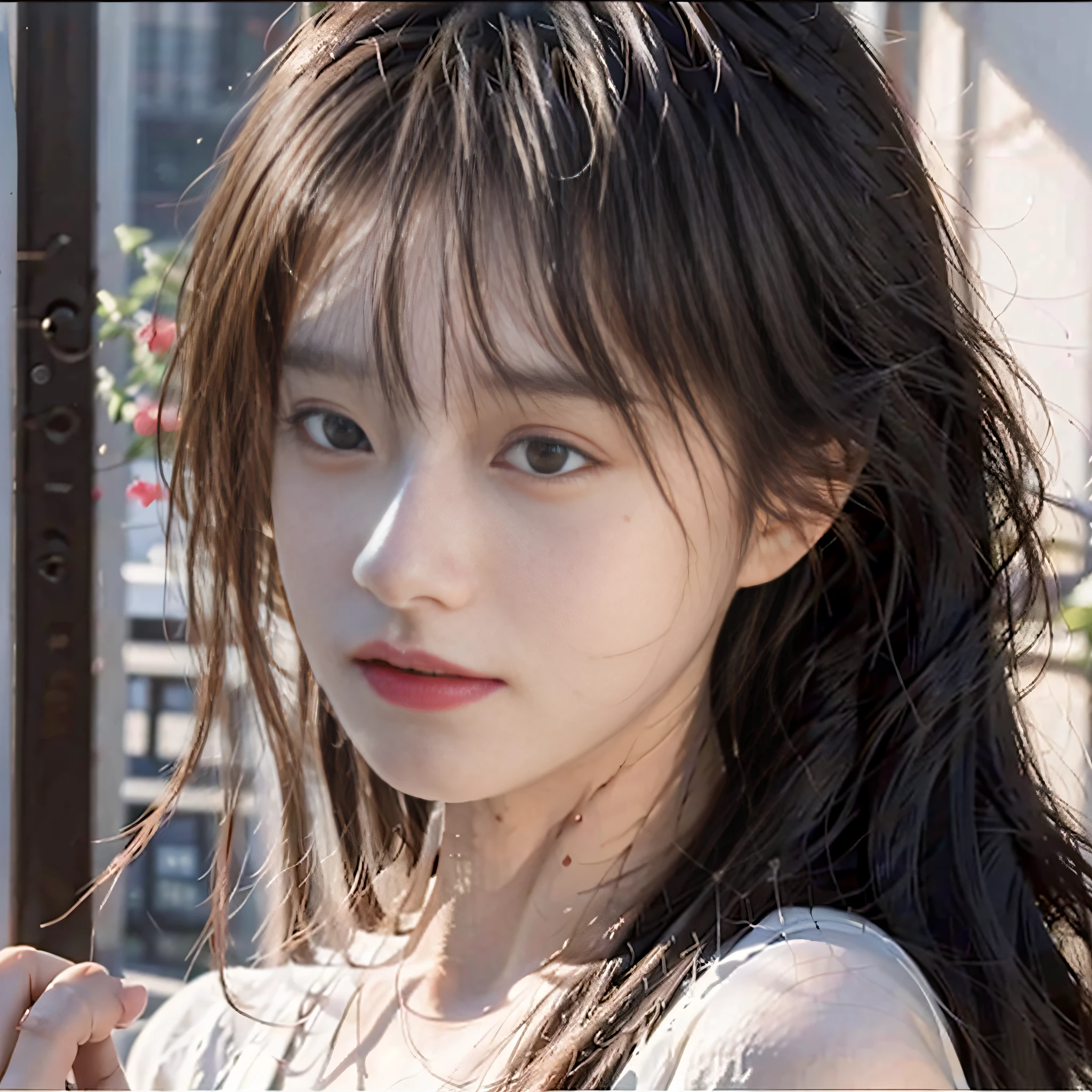 8K, Best Quality, Masterpiece, Ultra High Resolution, (Realism: 1.4), Original Photo, (True Skin Texture: 1.3), (Film Grain: 1.3), (Selfie Angle), 1 Girl, Beautiful Eyes and Face Details, Masterpiece, Best Quality, Close-up, Upper Body
