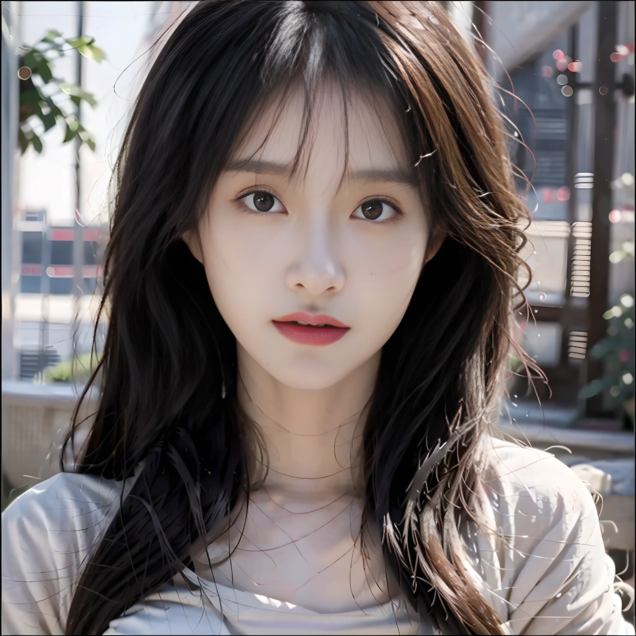 8K, Best Quality, Masterpiece, Ultra High Resolution, (Realism: 1.4), Original Photo, (True Skin Texture: 1.3), (Film Grain: 1.3), (Selfie Angle), 1 Girl, Beautiful Eyes and Face Details, Masterpiece, Best Quality, Close-up, Upper Body