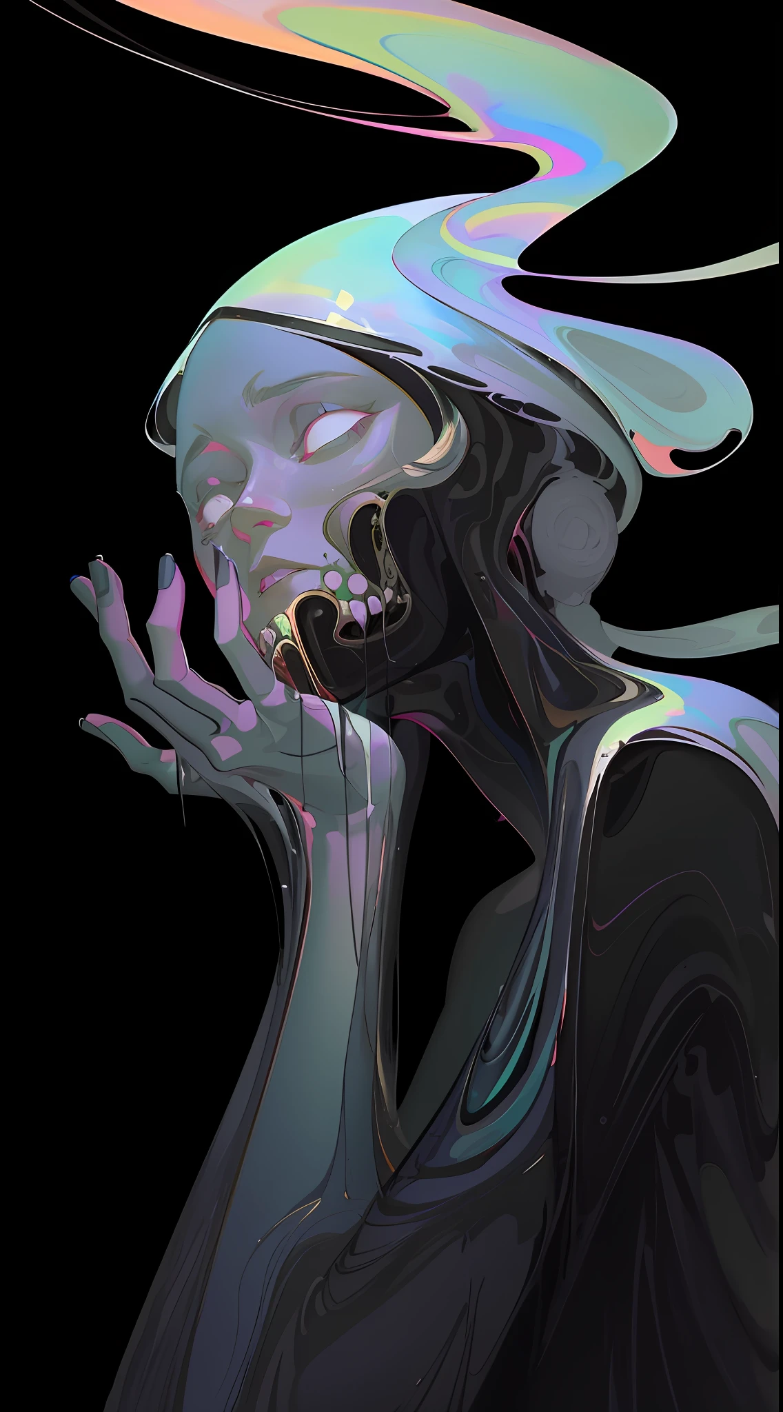 there is a digital painting of a person with a strange face, digital art 4k unsettling, glossy digital painting, horrific digital art, dark but detailed digital art, inspired by Yanjun Cheng, an expressive digital painting, scary color art in 4 k, low detailed. digital painting, beeple and james jean, digital art style, loish |