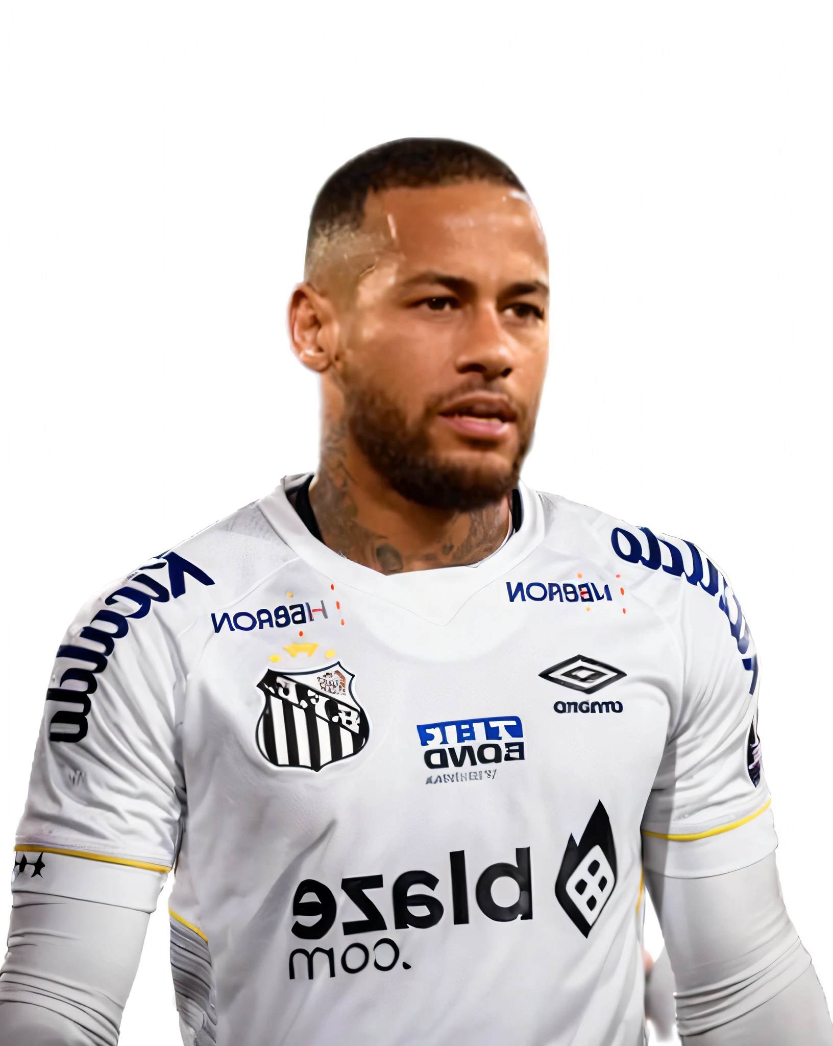 a closeup of a soccer player wearing a white shirt, neymar jr, neymar, luis melo, inspired by Jules Tavernier, caio santos, dan dos santos, ronaldo nazario phenomenon, ronaldo nazário, mohamed reda, neymar in fortnite, ronaldo luis nazario da lima, gui guimarães, joe alves, ronaldo luis nazario de lima