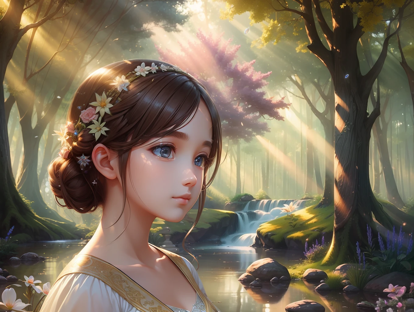 (2girls:1.2), outdoors, god rays, centered, (masterpiece:1.2), (best quality:1.2), Amazing, highly detailed, beautiful, finely detail, Depth of field, extremely detailed CG 8k wallpaper, fine art, stunning