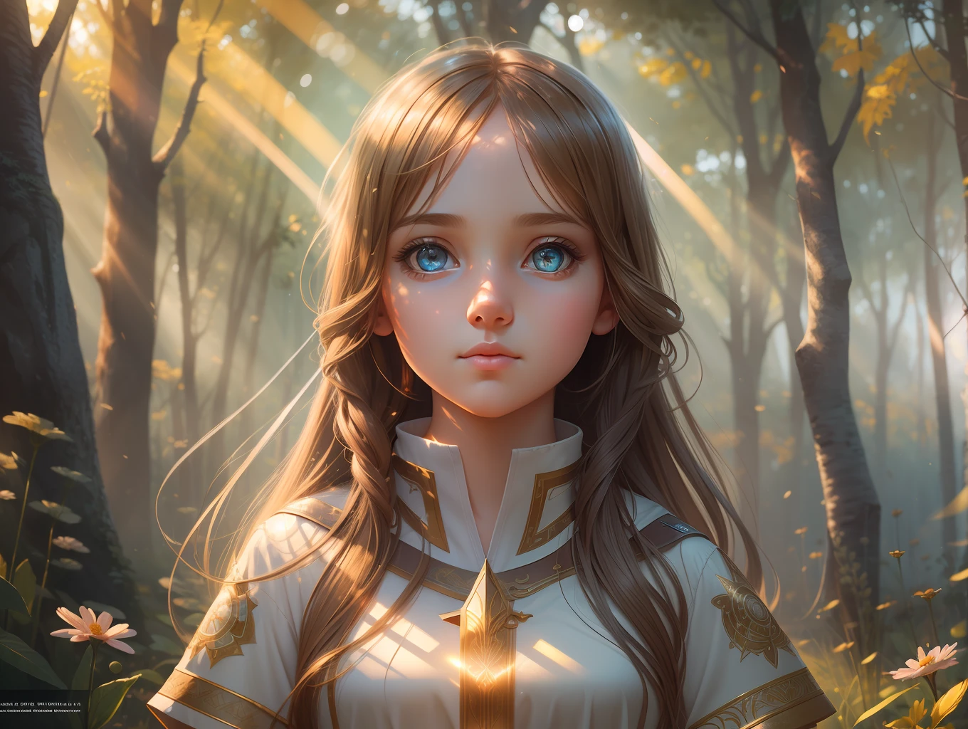 award winning concept art of (1girl:1.2), outdoors, god rays, centered, (masterpiece:1.2), (best quality:1.2), Amazing, highly detailed, beautiful, finely detail, warm soft color grading, Depth of field, extremely detailed 8k, fine art, stunning, iridescent