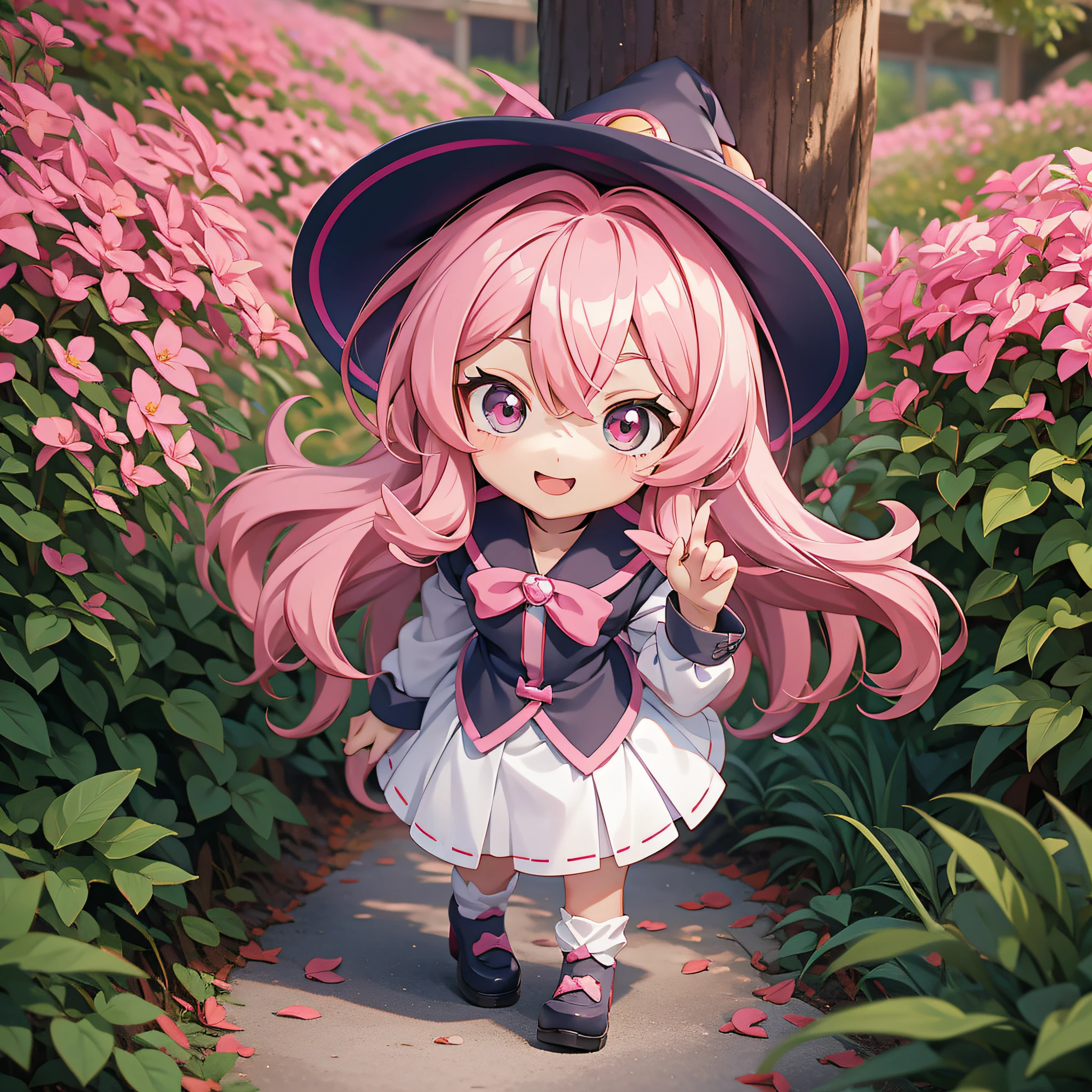 Anime girl with pink hair, anime girl running, young anime girl, chibi anime girl, cute!! Chibi!!!, anime girl, witch, girl in uniform, chibi girl, cute anime girl, anime chibi, cute anime girl portrait, anime girl, cute witch, anime girl with medium long hair, pink hair female anime character, little devilish eyes, little devil tsundere, posing in white dress, chibi, Chibi cute, chibi, mini size, cute girl, 2nd class, 3rd class, 2 girl, 2 girls, magic, wizard, tiny figure