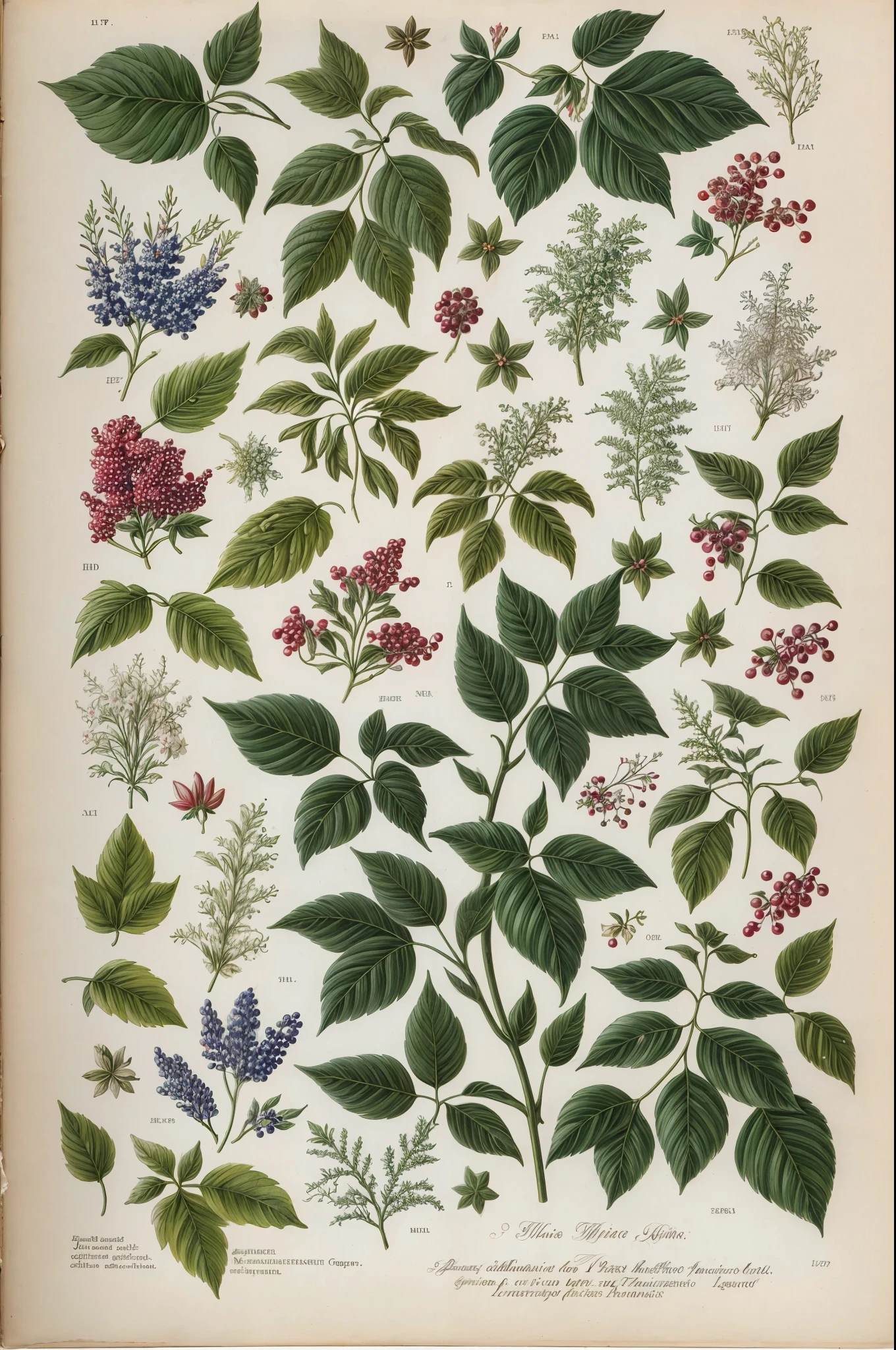 (best quality:1.2), (detailed:1.2), (masterpiece:1.2), vintage botanical illustrations of impossible magic berries (1770 1775) in high resolution by John Edwards