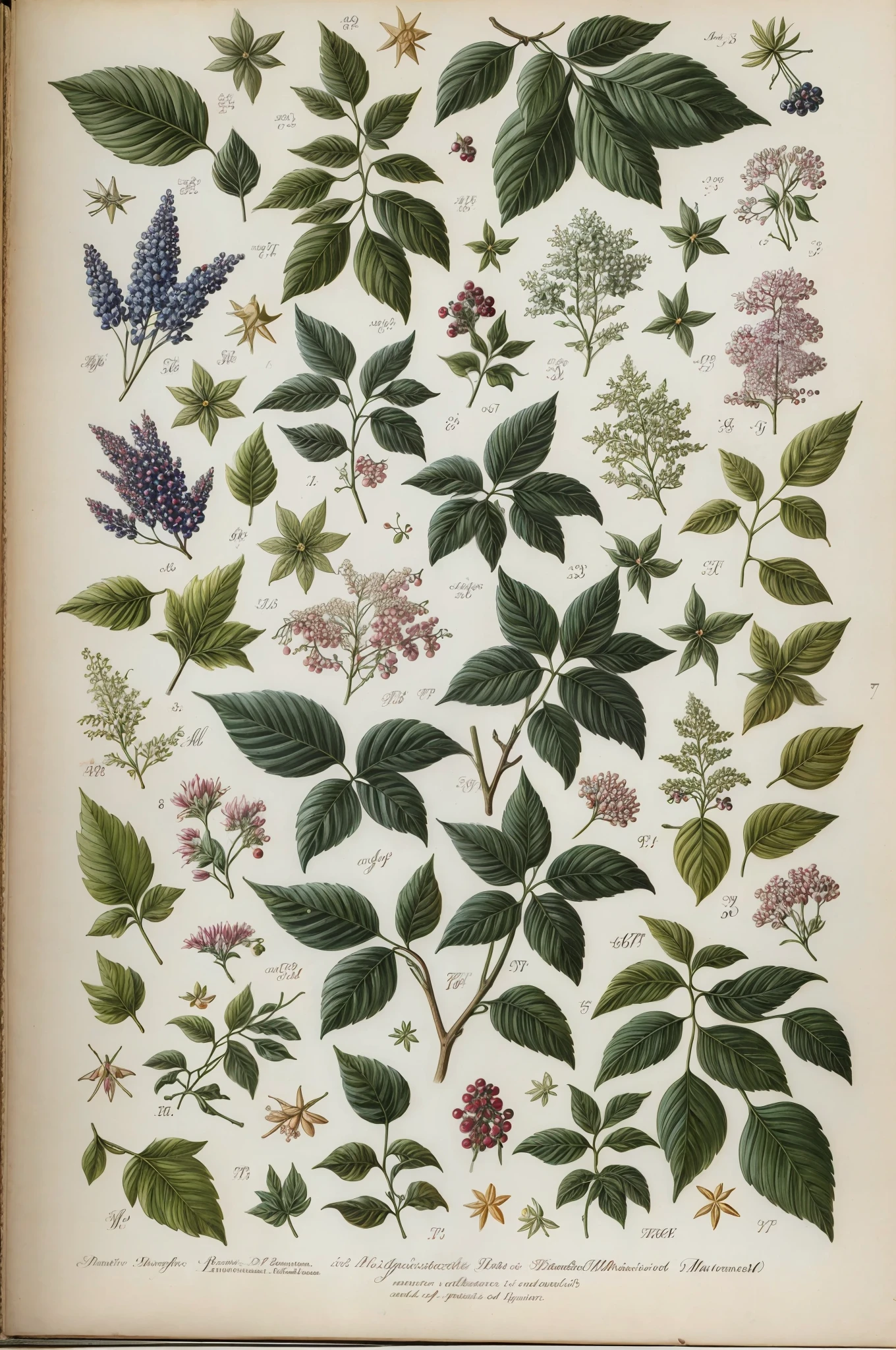 (best quality:1.2), (detailed:1.2), (masterpiece:1.2), vintage botanical illustrations of impossible magic berries (1770 1775) in high resolution by John Edwards