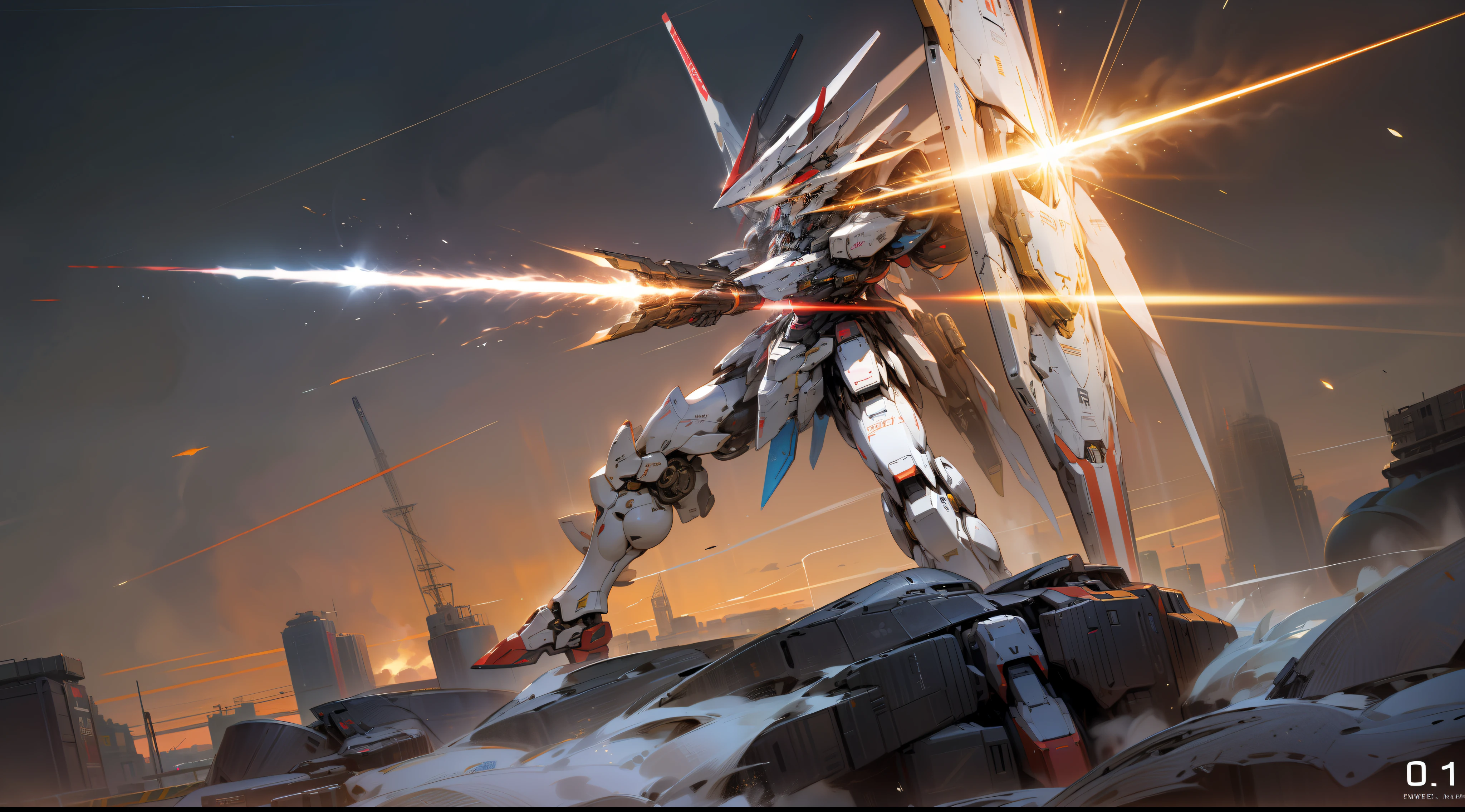 Surrealism, Ray Tracing, Photorealistic, UHD, High Detail, 32k, Best Quality, Textured Skin, Gundam Mecha, Flight, Funnel, Mecha Ship, Masterpiece, Best Quality, Mecha, Unmanned, (Full Body), (Black Mecha: 1.8), (Axisymmetric: 1.4), (HDR), (Movie Light: 1.1), White Eyes, Cool, Science Fiction, Fire, Universe, oversized shield, mecha man overlooking the background of the earth, with laser cannon beams, wars, conflicts, weapons in hand (has a huge weapon: 1.5),