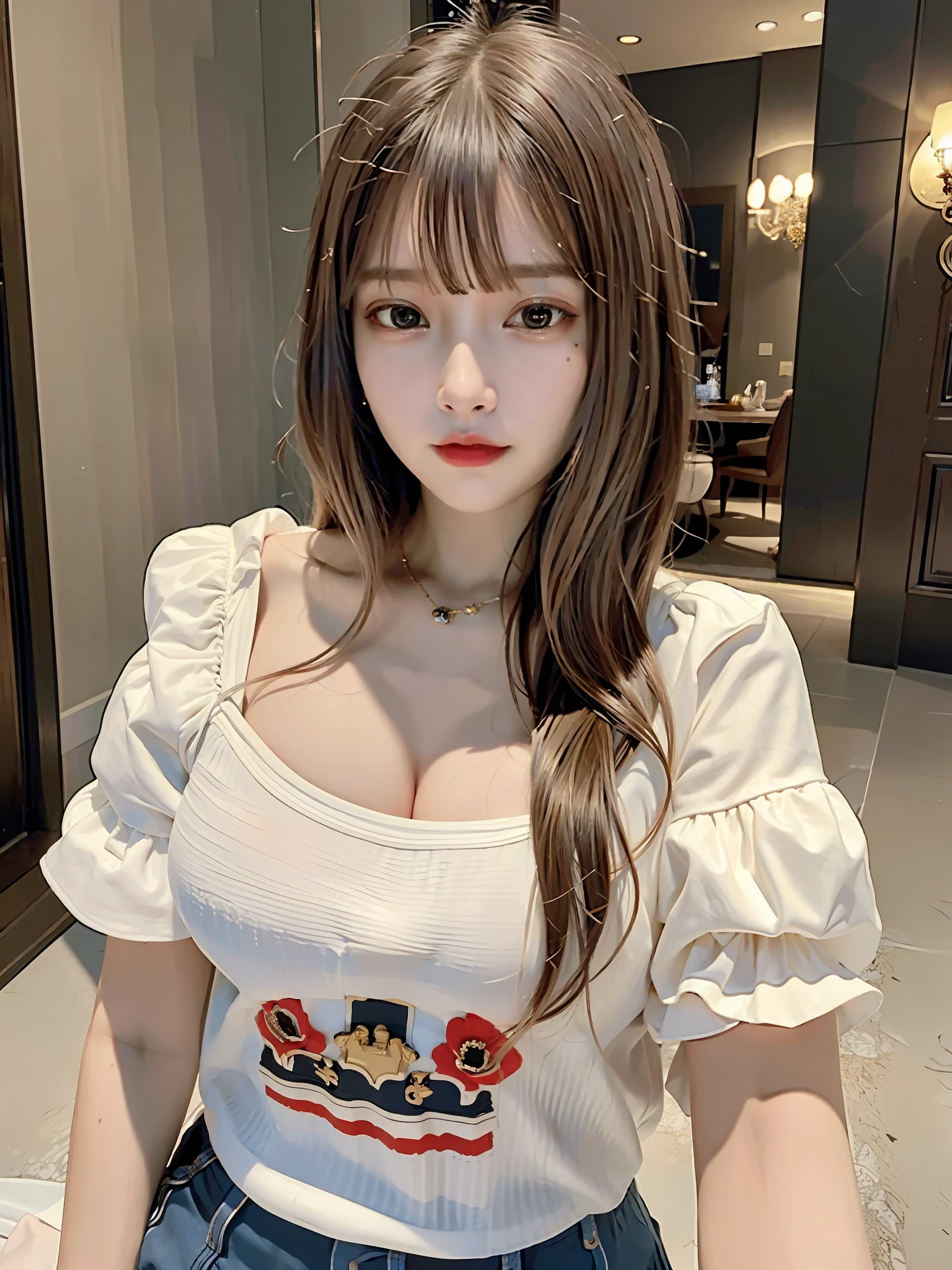 (8k, best quality, masterpiece, ultra high res, highly detail face:1.3), portrait, (20 years old girl:1.3), beautiful, kawaii, dark hair,bob, clothes, from front, (crying),Inside the room,