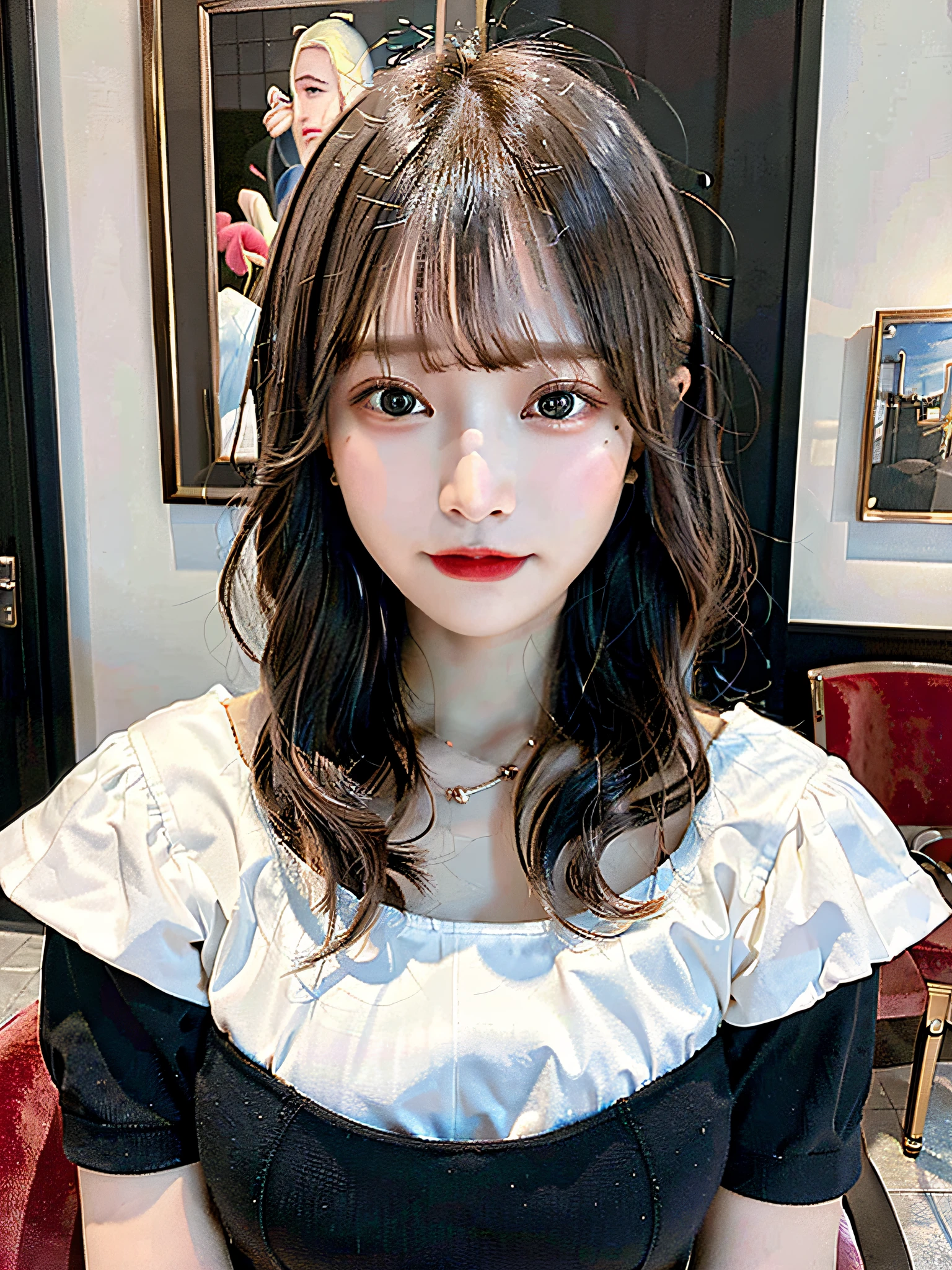 (8k, best quality, masterpiece, ultra high res, highly detail face:1.3), portrait, (20 years old girl:1.3), beautiful, kawaii, dark hair,bob, clothes, from front, (crying),Inside the room,
