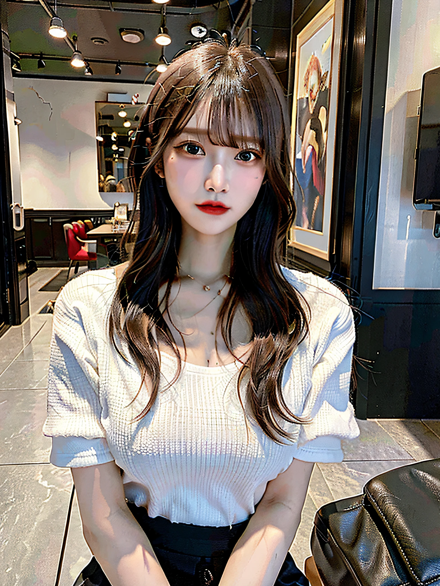 (8k, best quality, masterpiece, ultra high res, highly detail face:1.3), portrait, (20 years old girl:1.3), beautiful, kawaii, dark hair,bob, clothes, from front, (crying),Inside the room,