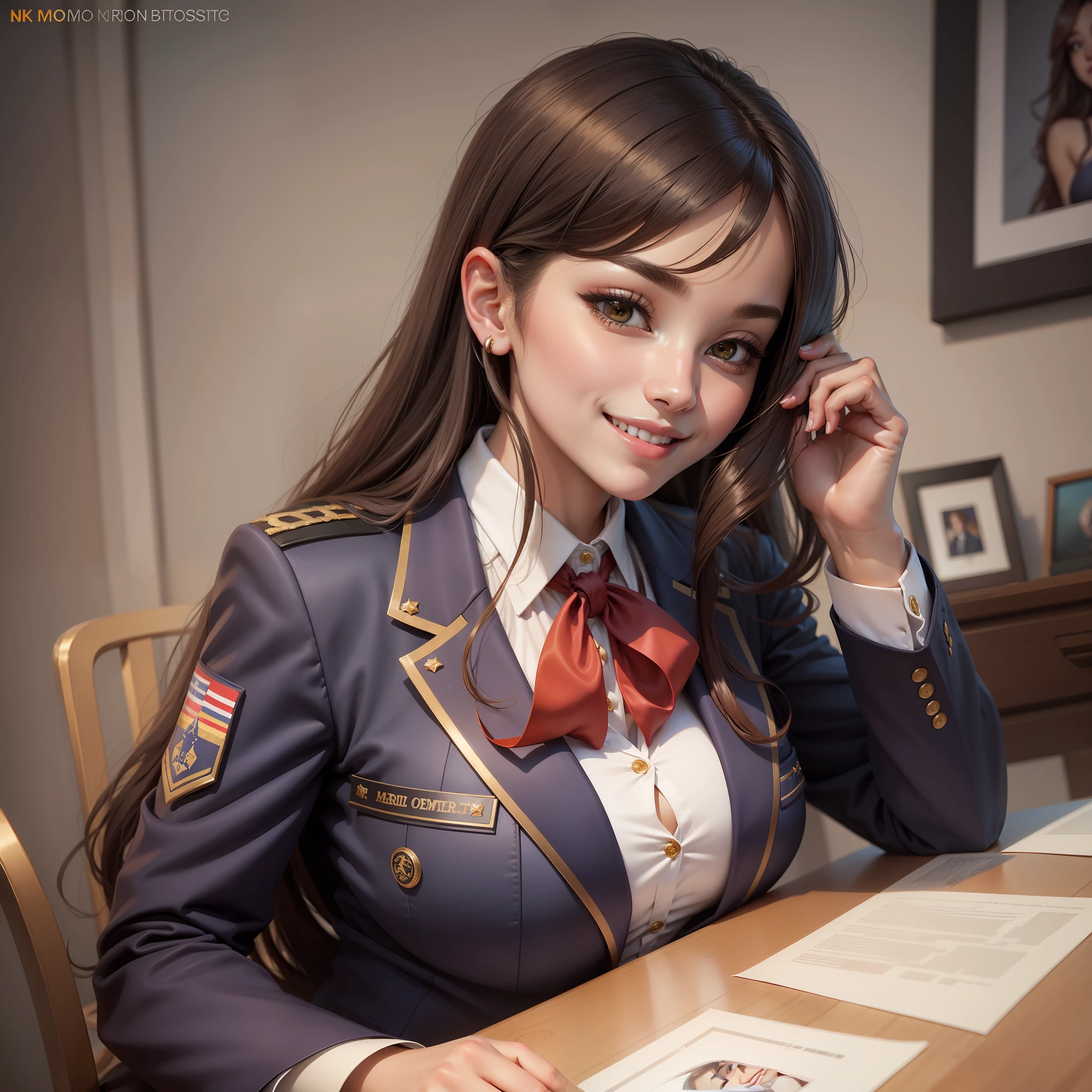 Female Model Beautiful Smile Uniform Blazer Best Quality Masterpiece Long Hair Big Tits Blazer